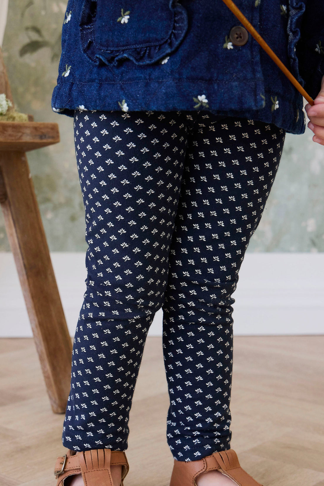 Organic Cotton Everyday Legging - Lisa Petite Indigo Childrens Legging from Jamie Kay USA