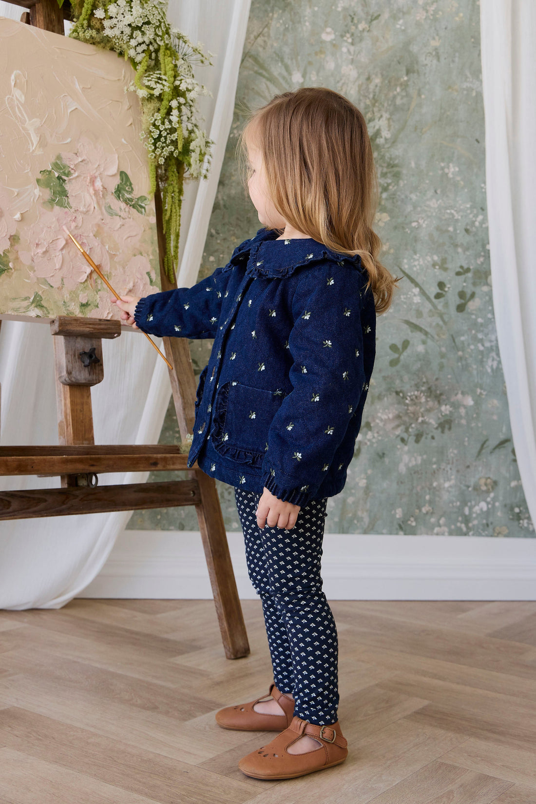 Organic Cotton Everyday Legging - Lisa Petite Indigo Childrens Legging from Jamie Kay USA