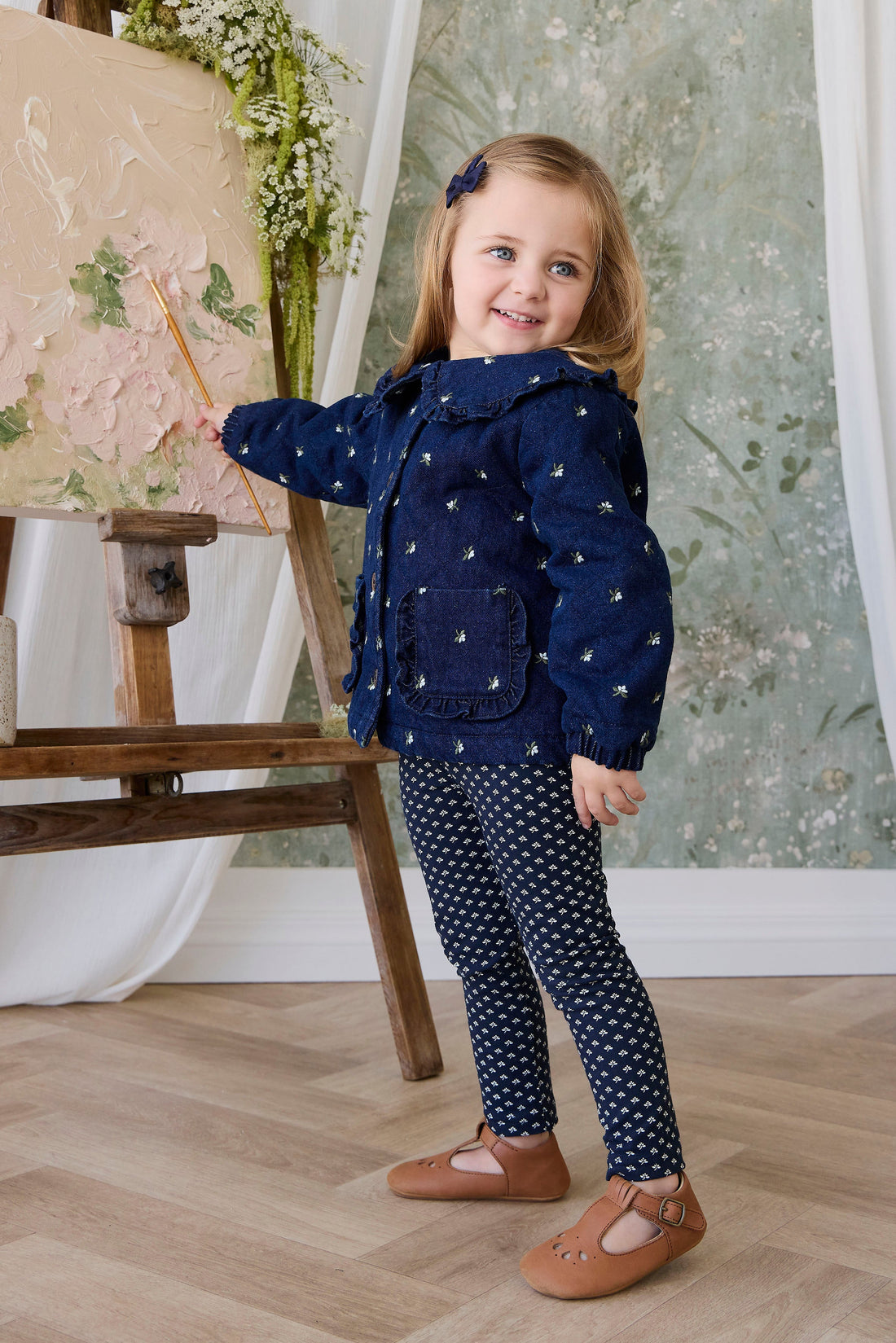 Organic Cotton Everyday Legging - Lisa Petite Indigo Childrens Legging from Jamie Kay USA