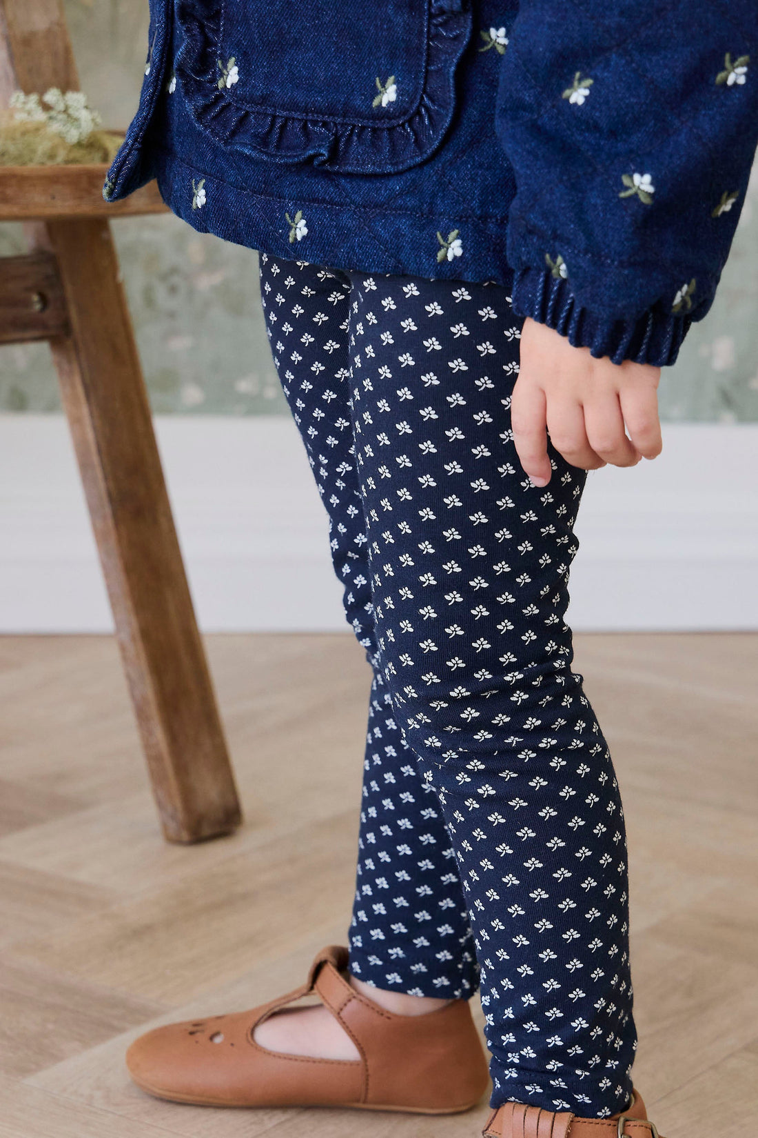 Organic Cotton Everyday Legging - Lisa Petite Indigo Childrens Legging from Jamie Kay USA