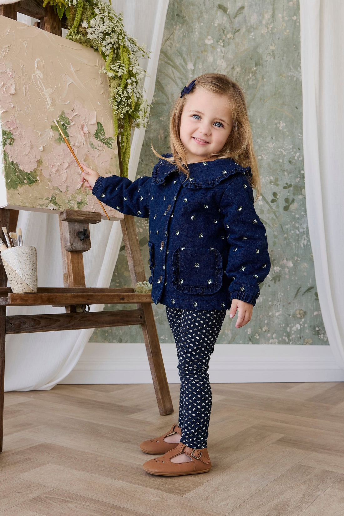 Organic Cotton Everyday Legging - Lisa Petite Indigo Childrens Legging from Jamie Kay USA