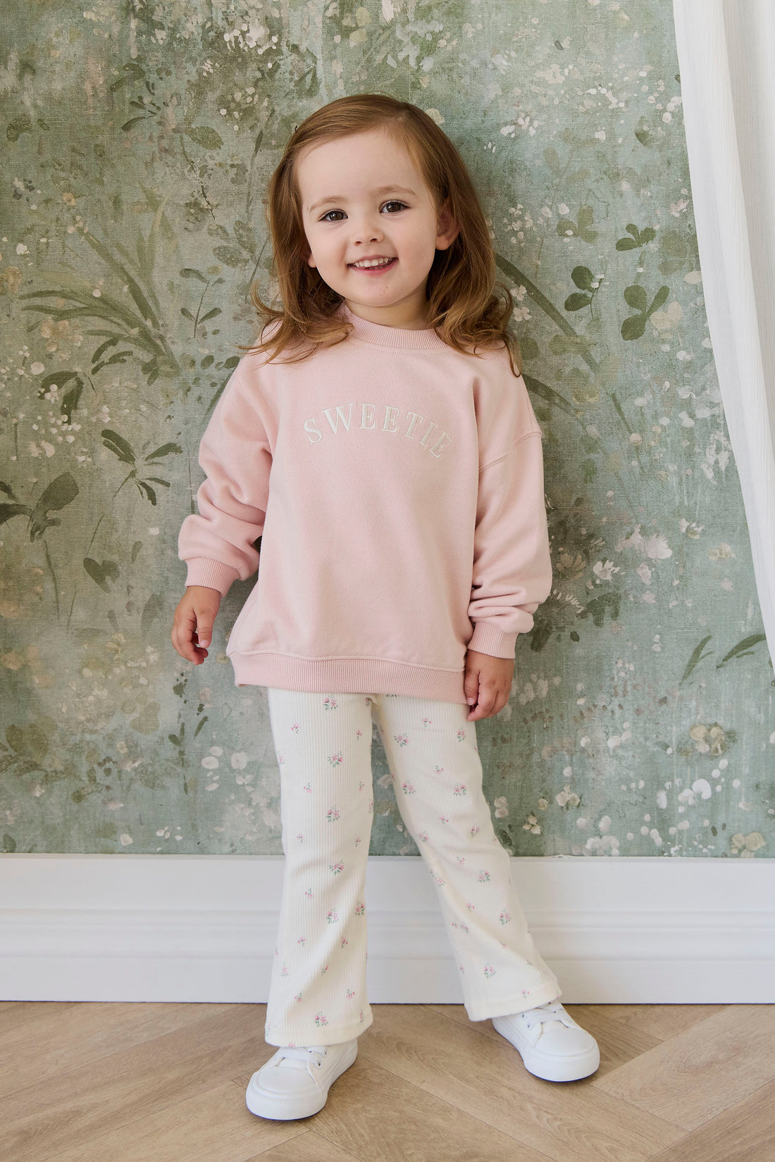 Organic Cotton Rhea Sweatshirt - Cloud Pink Sweetie Childrens Sweatshirt from Jamie Kay USA