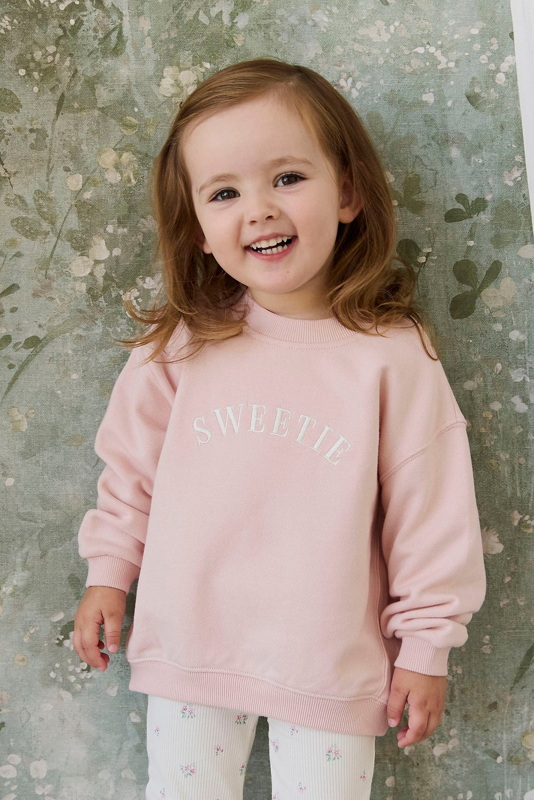 Organic Cotton Rhea Sweatshirt - Cloud Pink Sweetie Childrens Sweatshirt from Jamie Kay USA