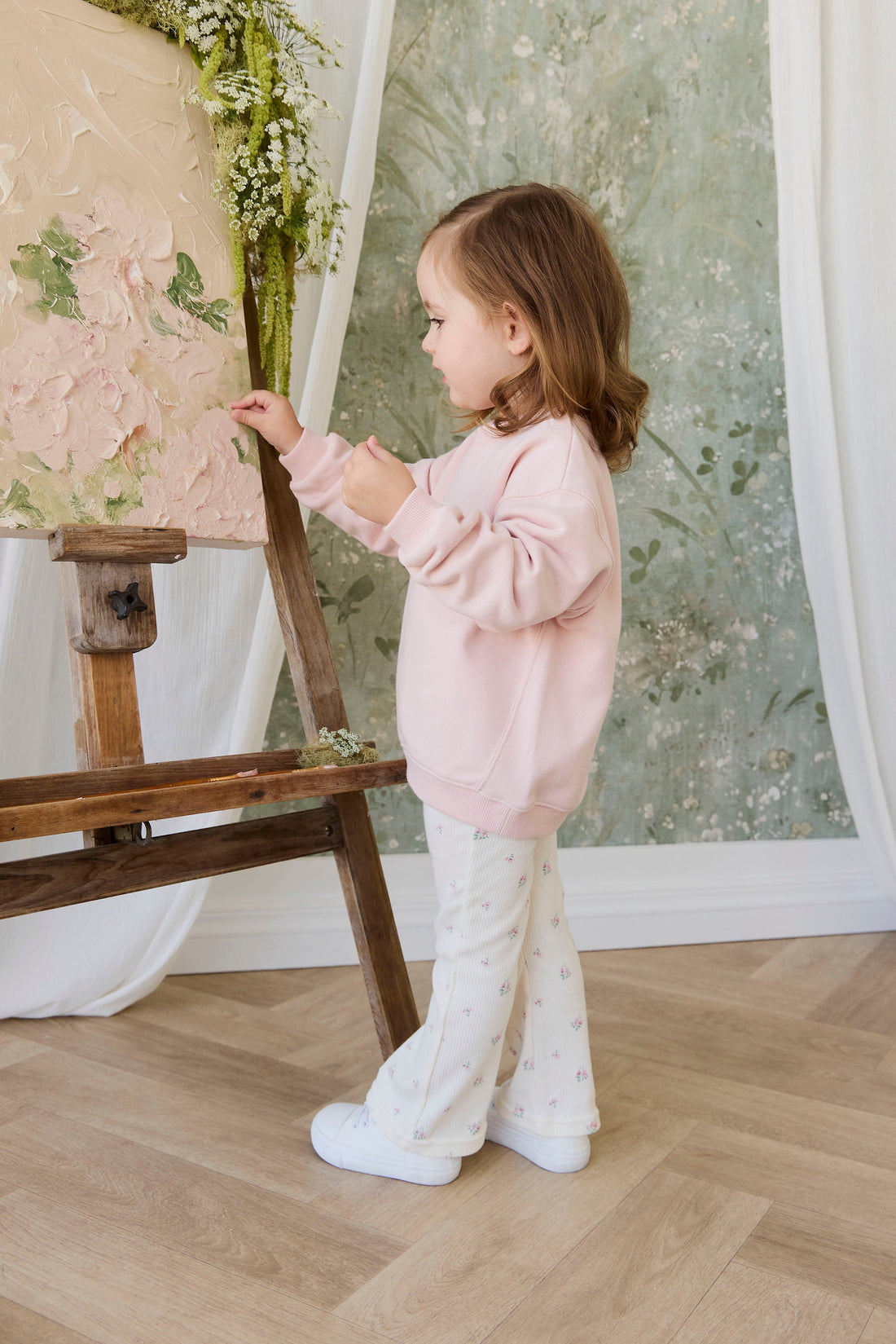 Organic Cotton Rhea Sweatshirt - Cloud Pink Sweetie Childrens Sweatshirt from Jamie Kay USA