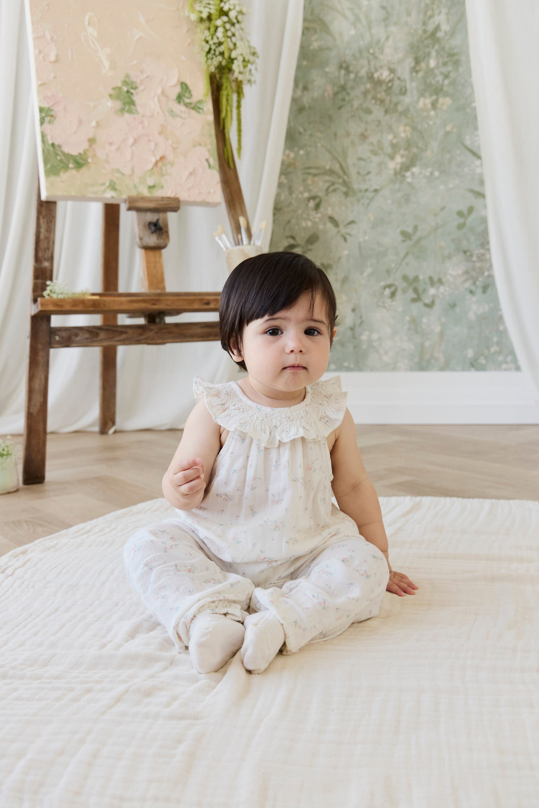 Organic Cotton Muslin Kodi Playsuit - Solange Snow Childrens Playsuit from Jamie Kay USA