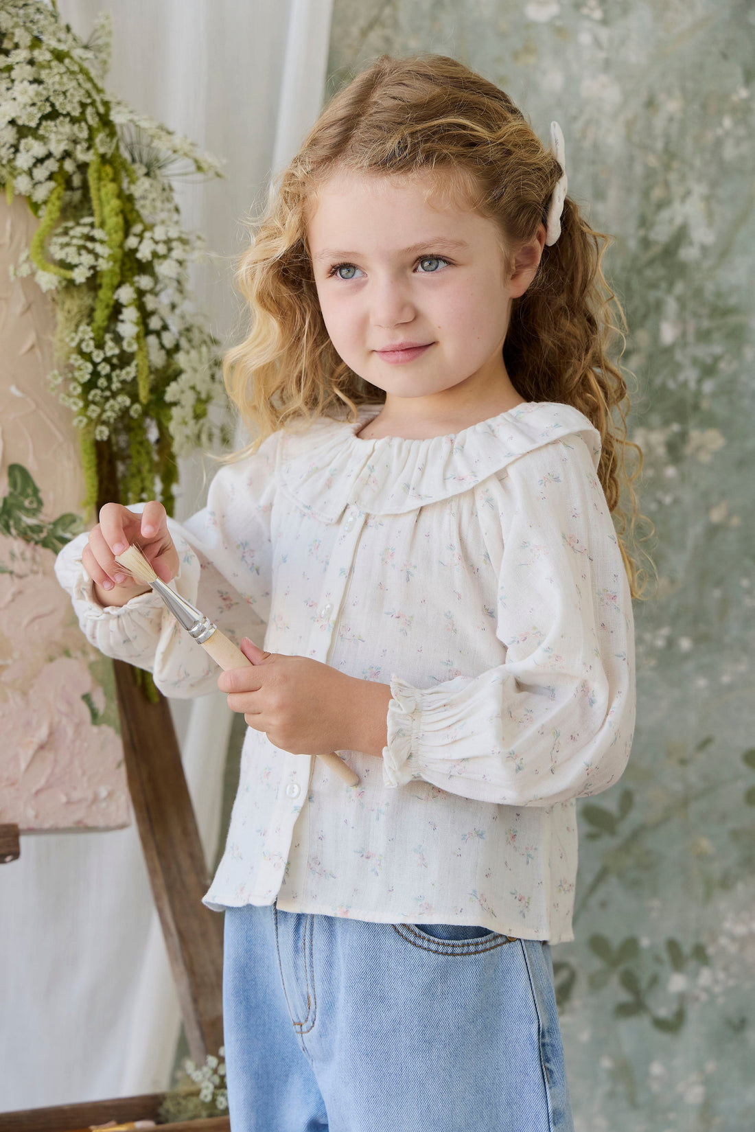 Organic Cotton Muslin Christabel Blouse - Solange Snow Childrens Top from Jamie Kay USA