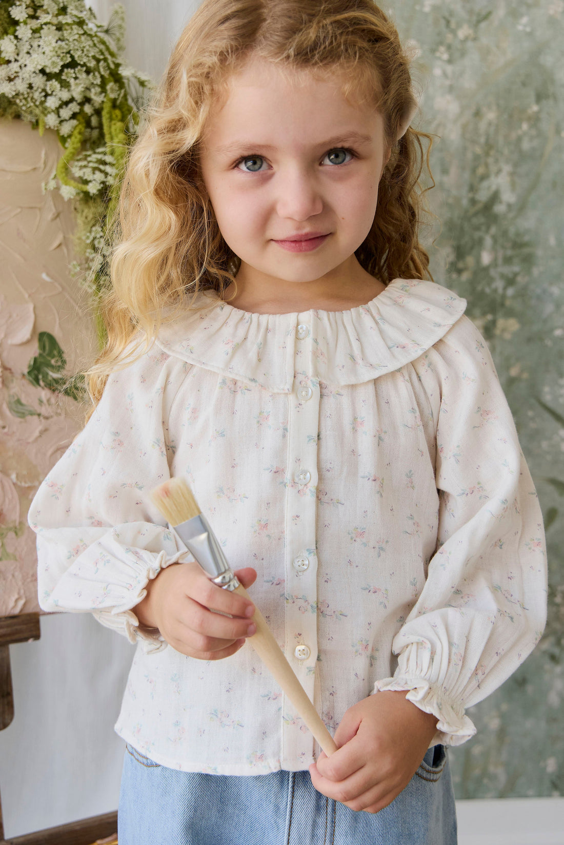 Organic Cotton Muslin Christabel Blouse - Solange Snow Childrens Top from Jamie Kay USA