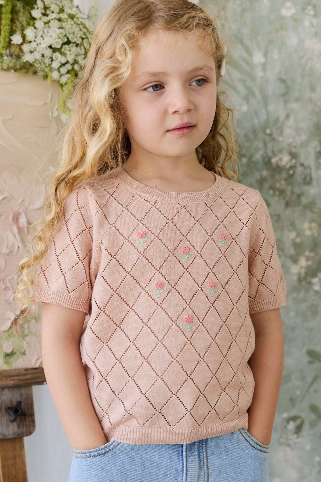 Alexandra Top - Rose Mist Alexandra Flower Childrens Top from Jamie Kay USA