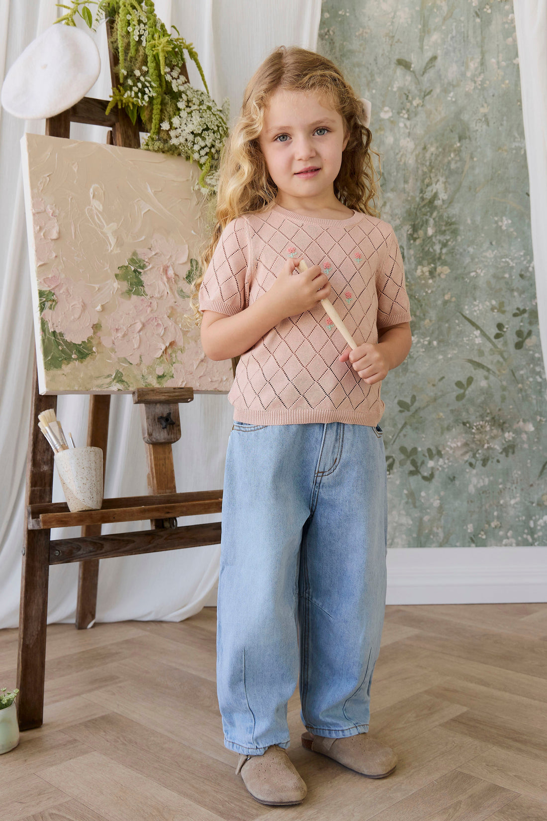 Alexandra Top - Rose Mist Alexandra Flower Childrens Top from Jamie Kay USA