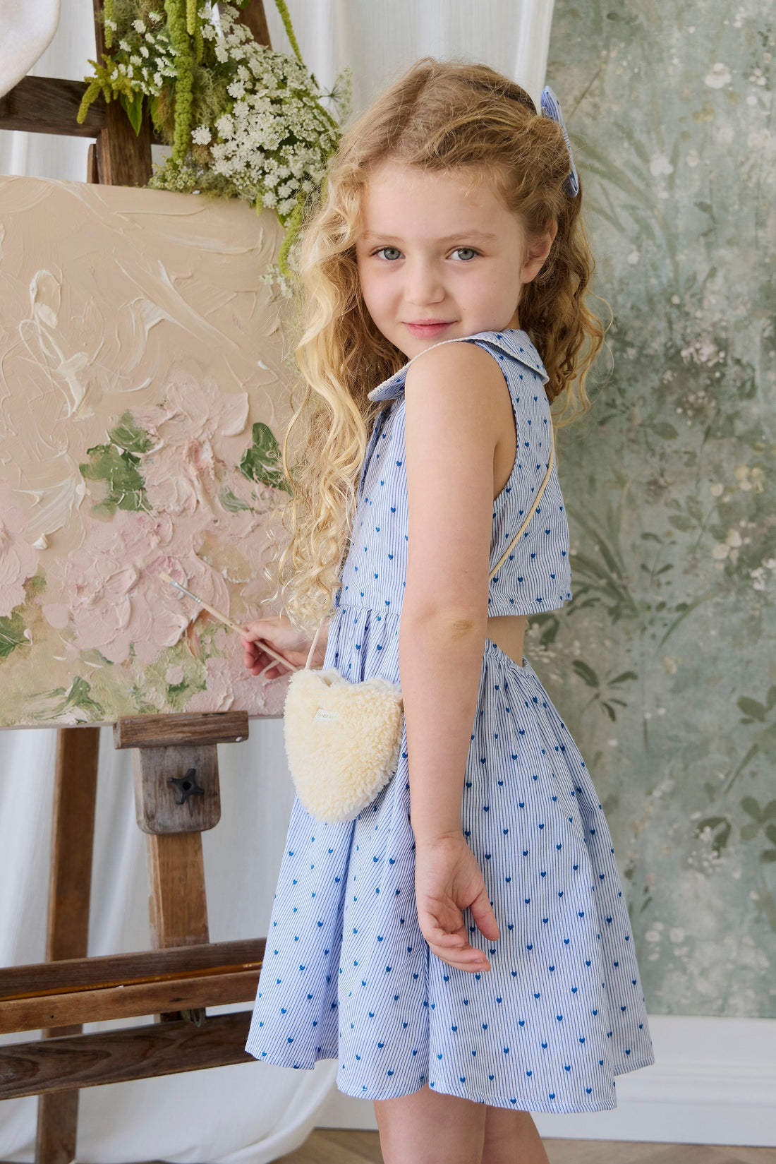 Organic Cotton Wisteria Dress - Mon Amour Stripe Indigo Childrens Dress from Jamie Kay USA