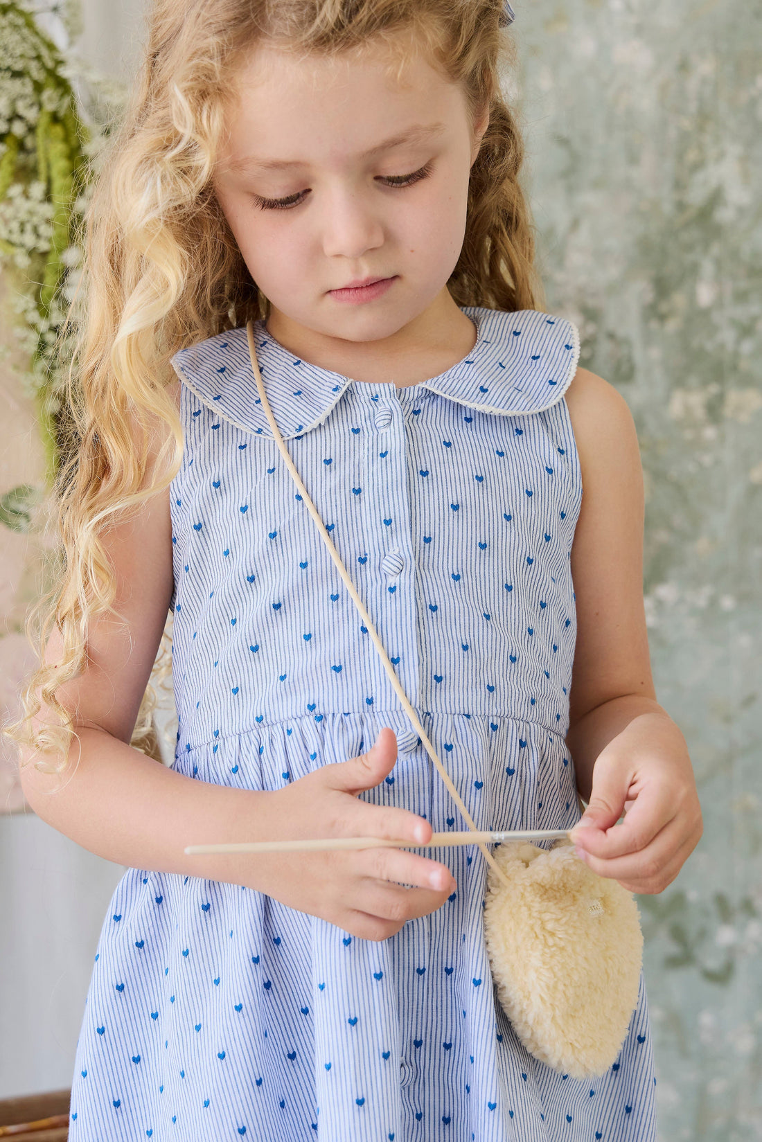 Organic Cotton Wisteria Dress - Mon Amour Stripe Indigo Childrens Dress from Jamie Kay USA
