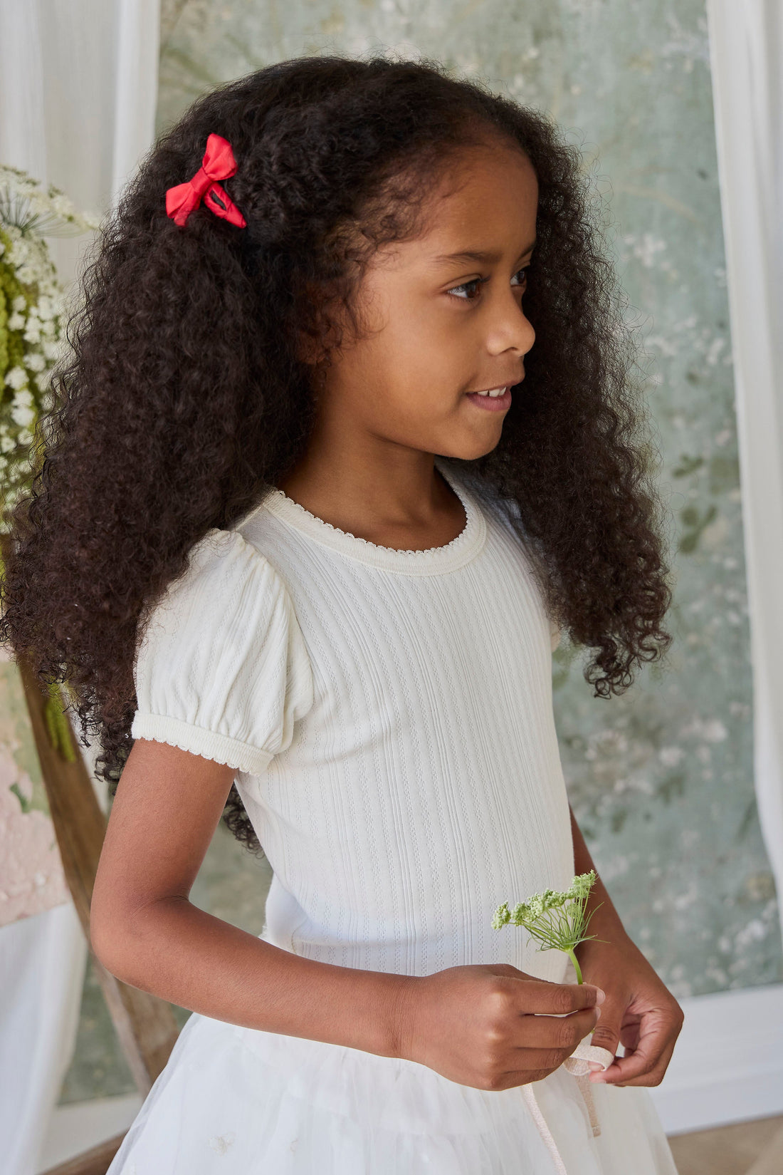 Organic Cotton Pointelle Rhea Top - Parchment Childrens Top from Jamie Kay USA