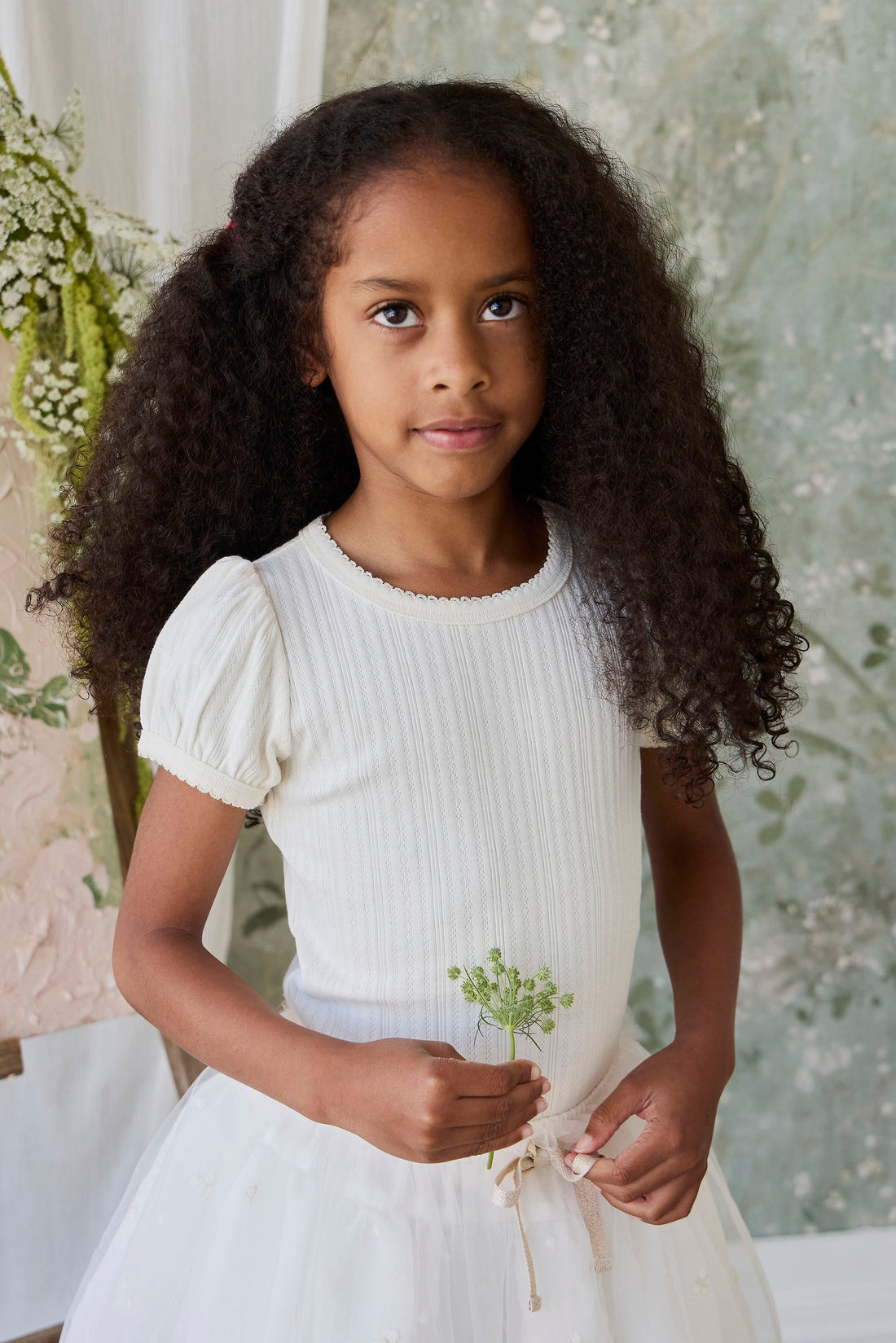 Organic Cotton Pointelle Rhea Top - Parchment Childrens Top from Jamie Kay USA