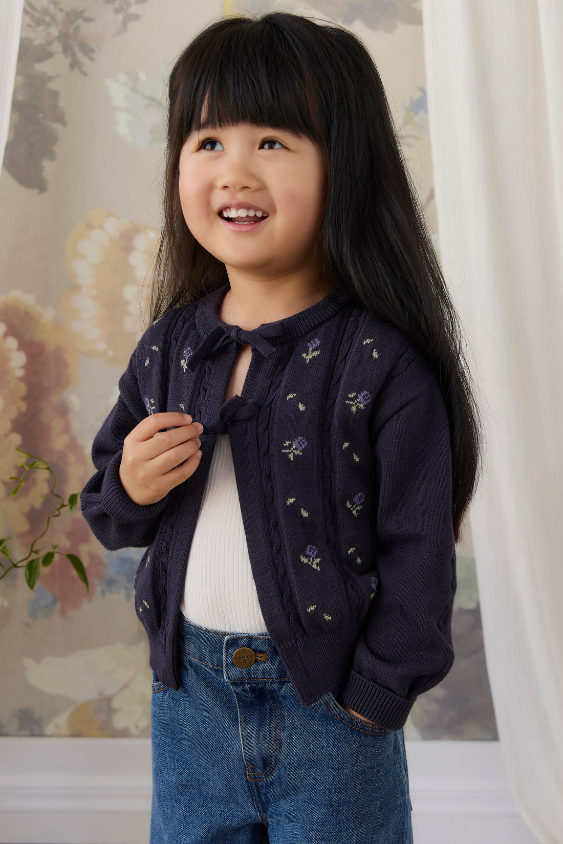 Annabella Knitted Cardigan - Annabella Jacquard Deep Well Childrens Cardigan from Jamie Kay USA