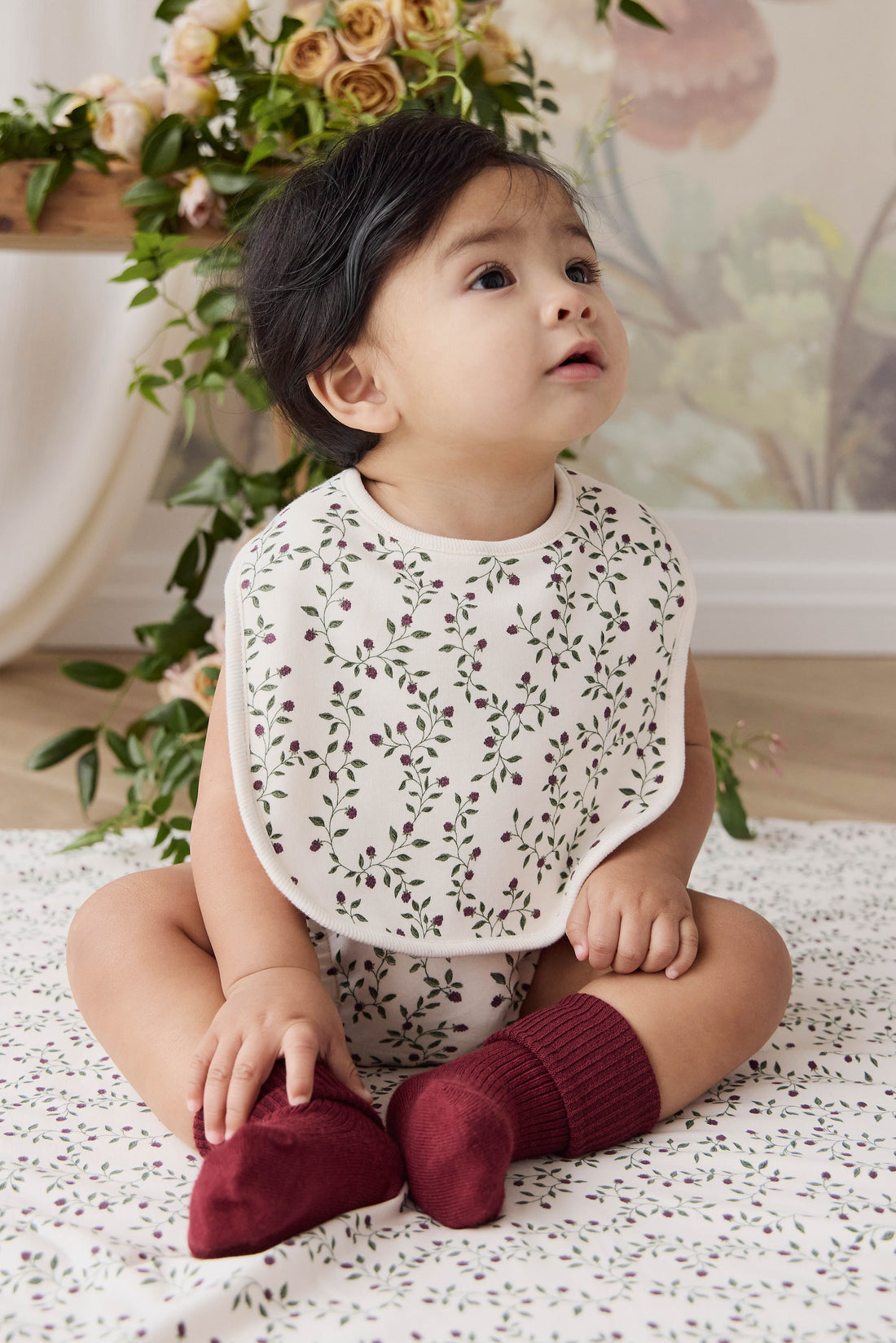 Organic Cotton Bib - Mulberries Childrens Bib from Jamie Kay USA
