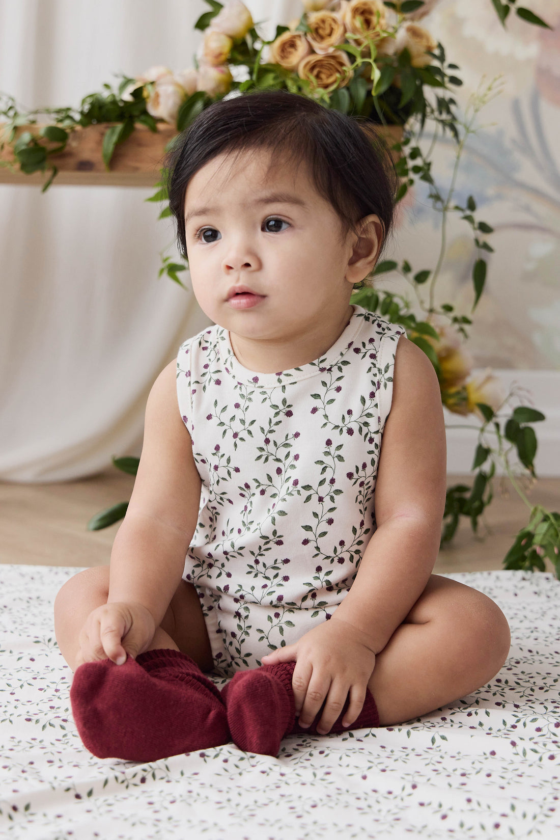 Organic Cotton Lionel Playsuit - Mulberries Childrens Playsuit from Jamie Kay USA