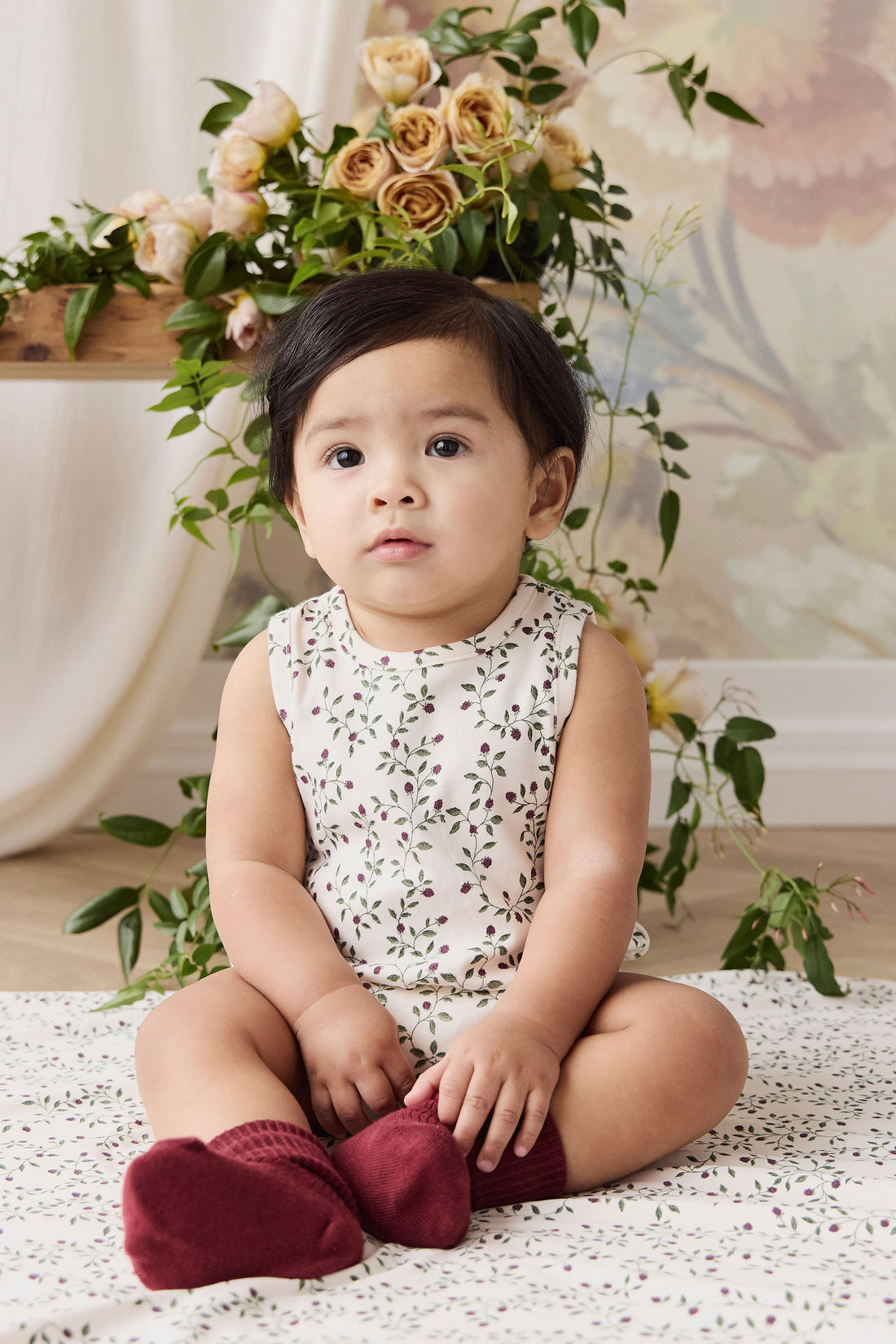Organic Cotton Lionel Playsuit - Mulberries Childrens Playsuit from Jamie Kay USA