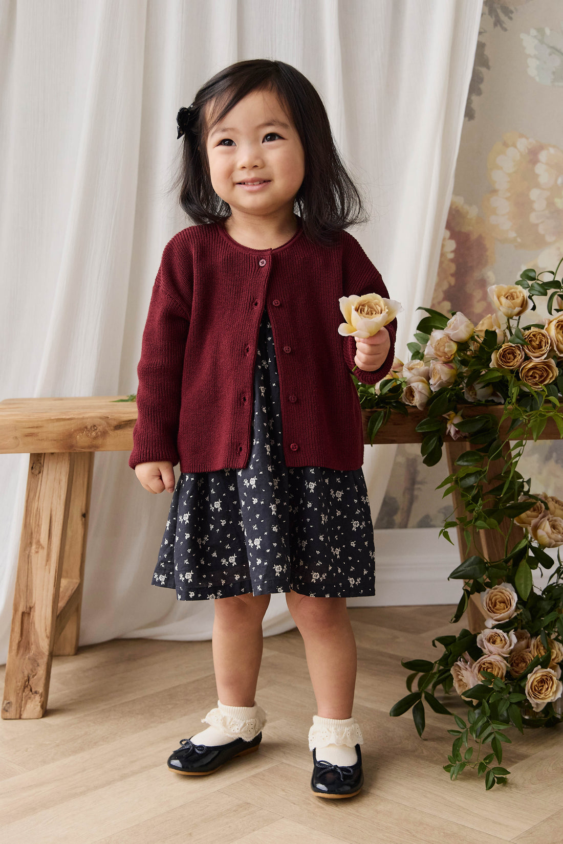 Sally Knitted Cardigan - Burgundy Childrens Cardigan from Jamie Kay USA