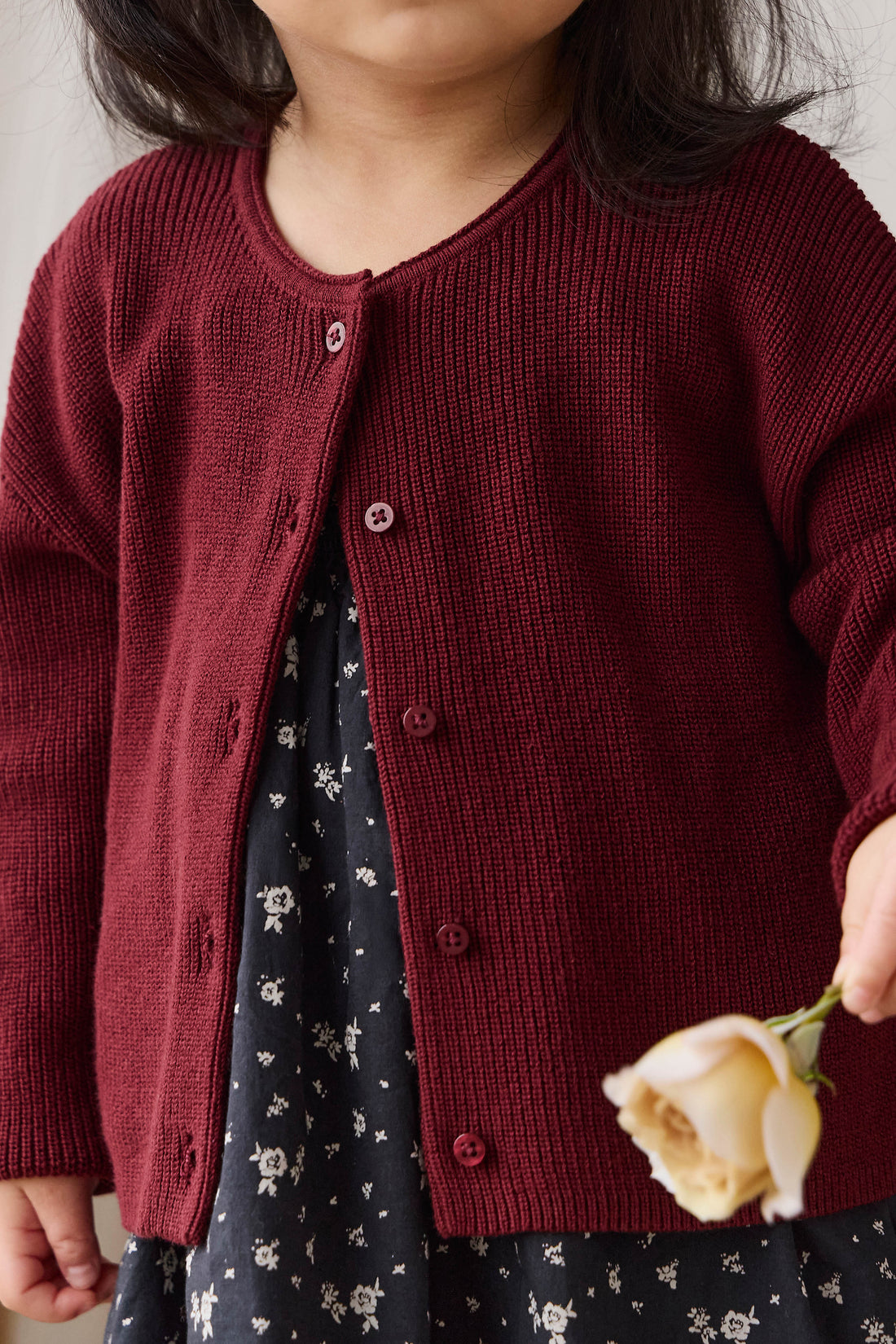Sally Knitted Cardigan - Burgundy Childrens Cardigan from Jamie Kay USA
