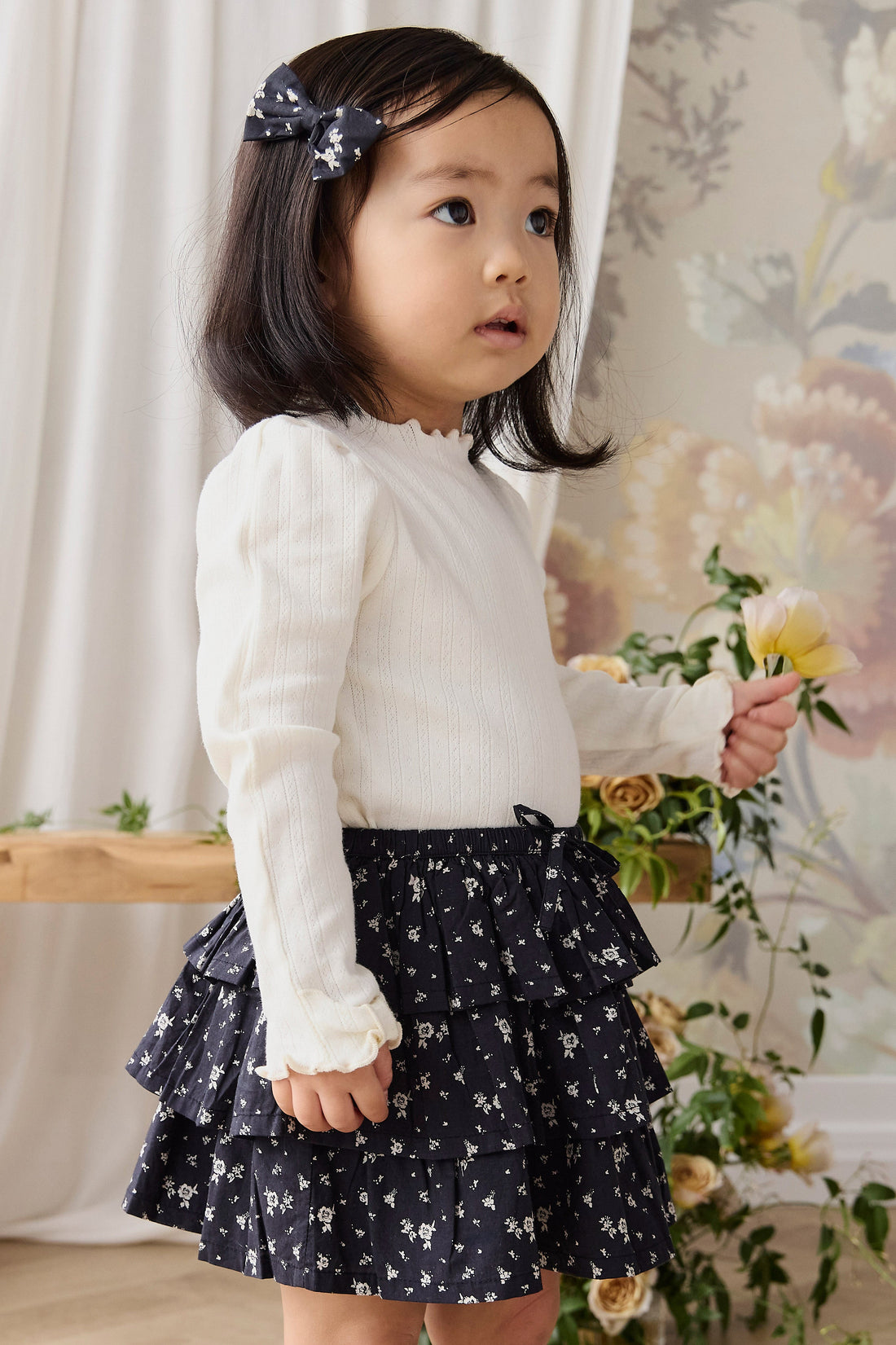Organic Cotton Mariette Skirt - Huguette Graphite Childrens Skirt from Jamie Kay USA