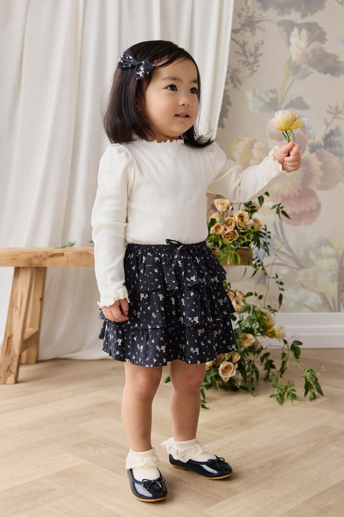 Organic Cotton Mariette Skirt - Huguette Graphite Childrens Skirt from Jamie Kay USA