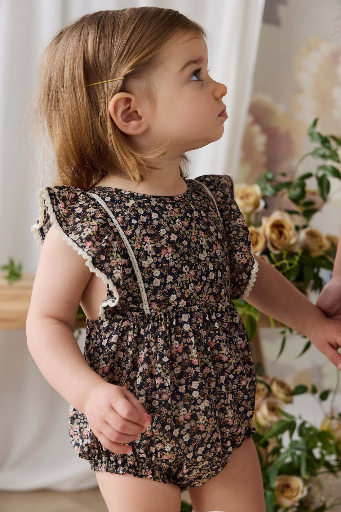 Organic Cotton Beatrice Playsuit - Luca Floral Childrens Bodysuit from Jamie Kay USA
