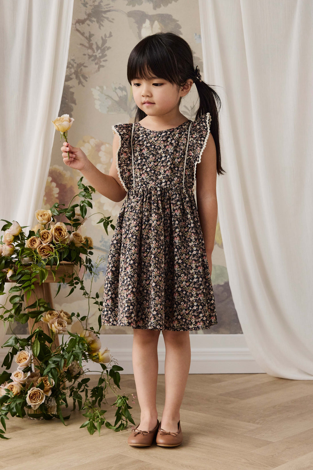 Organic Cotton Helene Dress - Luca Floral Childrens Dress from Jamie Kay USA