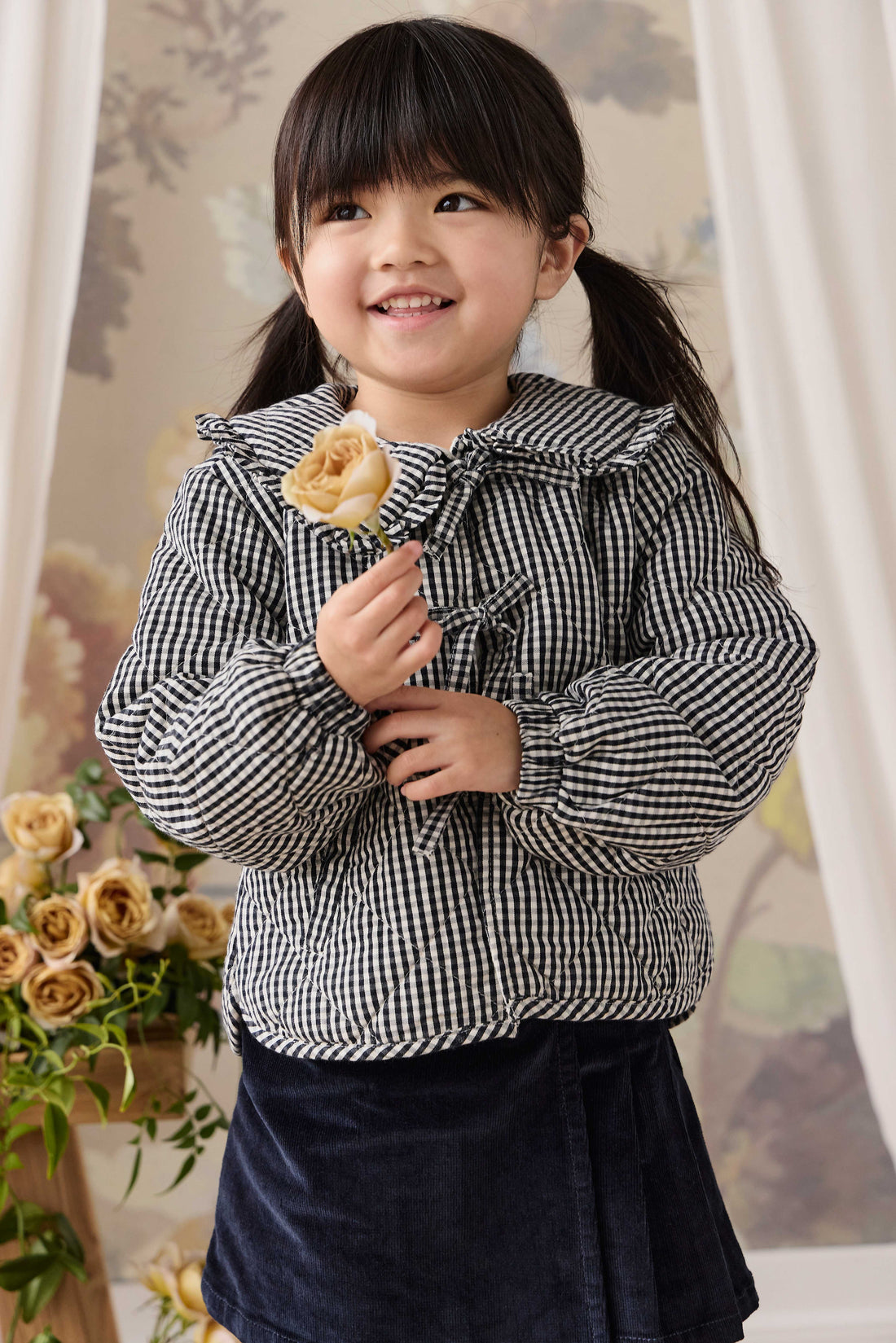 Mariette Cotton Jacket - Petite Gingham Graphite Childrens Jacket from Jamie Kay USA