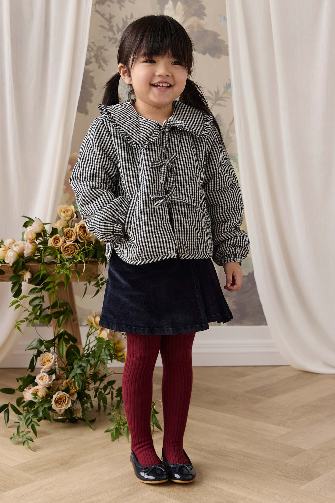 Mariette Cotton Jacket - Petite Gingham Graphite Childrens Jacket from Jamie Kay USA