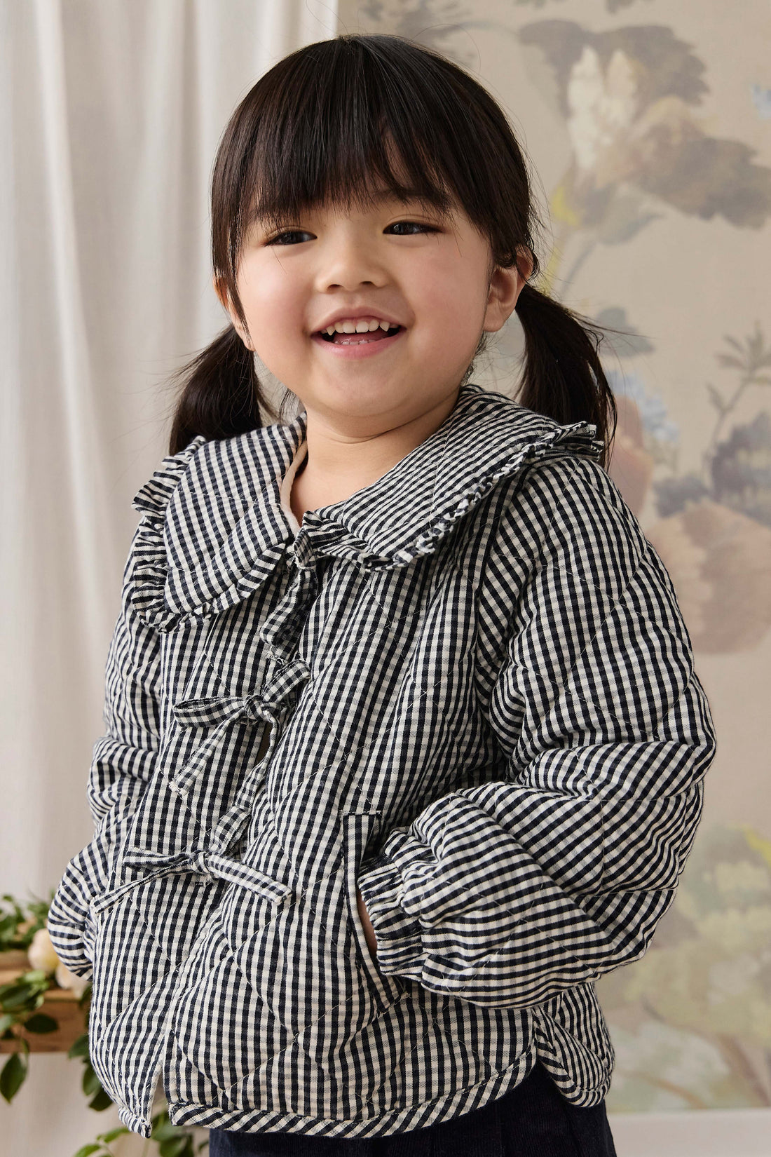 Mariette Cotton Jacket - Petite Gingham Graphite Childrens Jacket from Jamie Kay USA