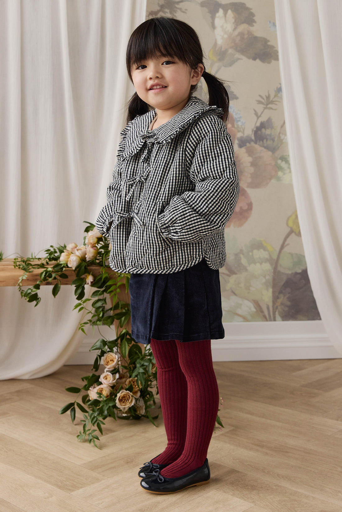 Mariette Cotton Jacket - Petite Gingham Graphite Childrens Jacket from Jamie Kay USA