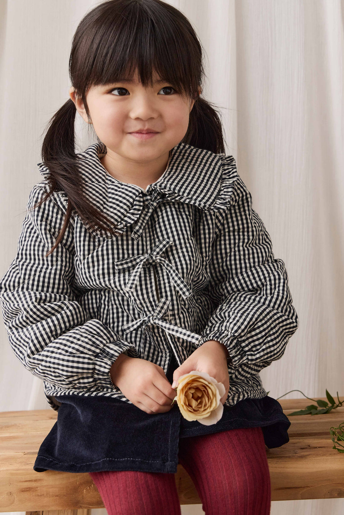 Mariette Cotton Jacket - Petite Gingham Graphite Childrens Jacket from Jamie Kay USA