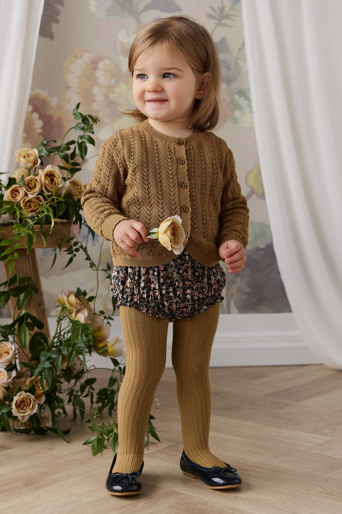 Ribbed Tight - Antique Bronze Childrens Tights from Jamie Kay USA