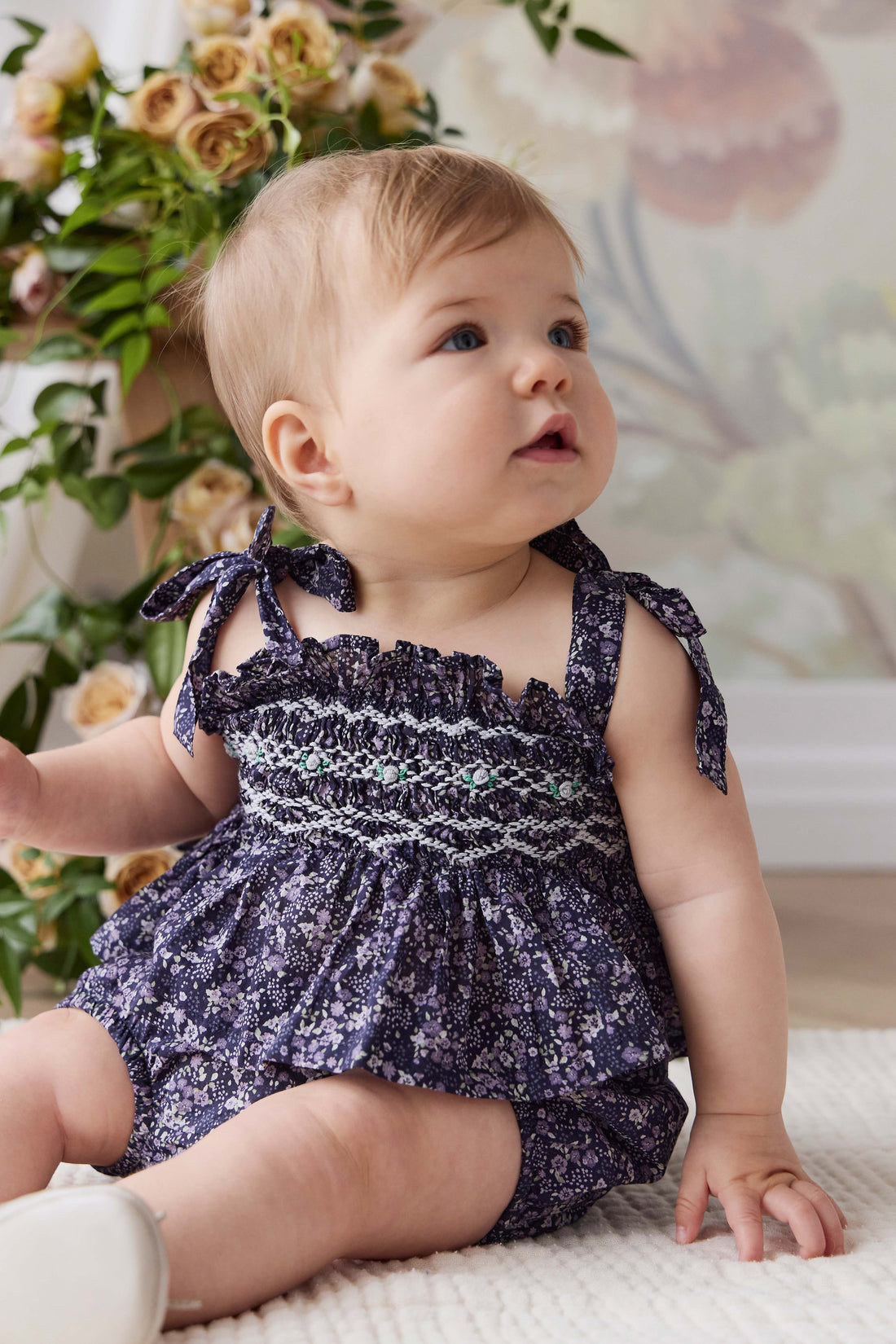 Organic Cotton Carine Top - Violet Floral Childrens Top from Jamie Kay USA