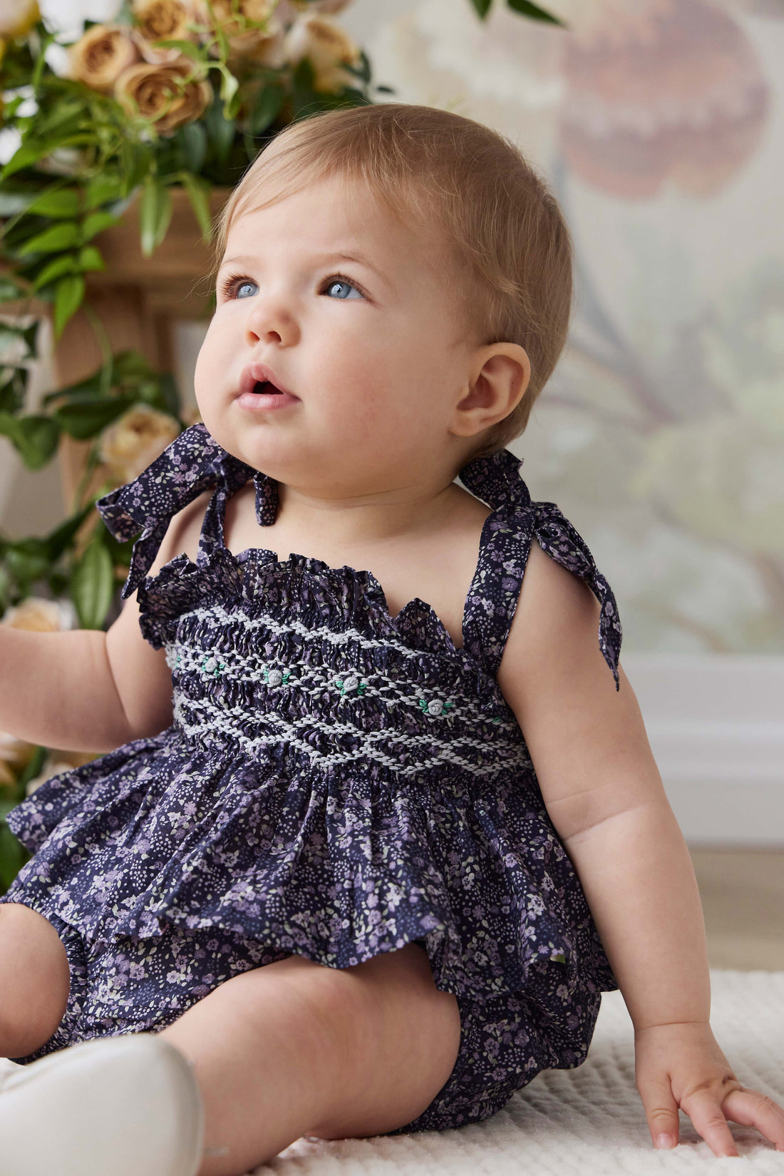 Organic Cotton Carine Top - Violet Floral Childrens Top from Jamie Kay USA