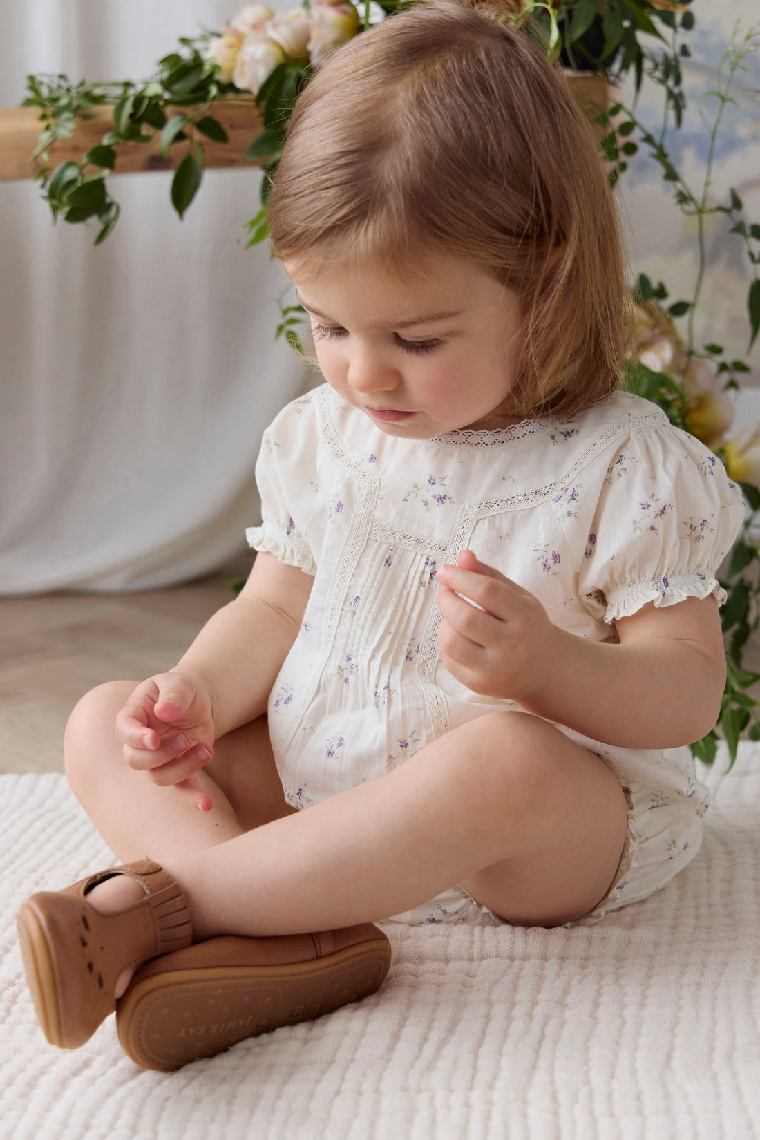 Organic Cotton Saylor Playsuit - Jade Floral Childrens Playsuit from Jamie Kay USA