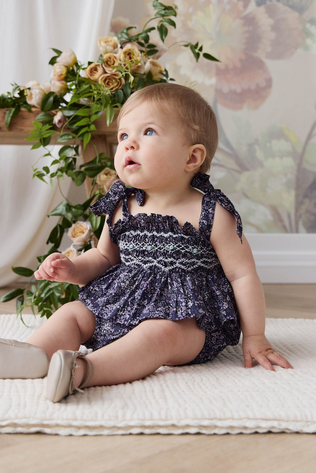 Organic Cotton Carine Top - Violet Floral Childrens Top from Jamie Kay USA