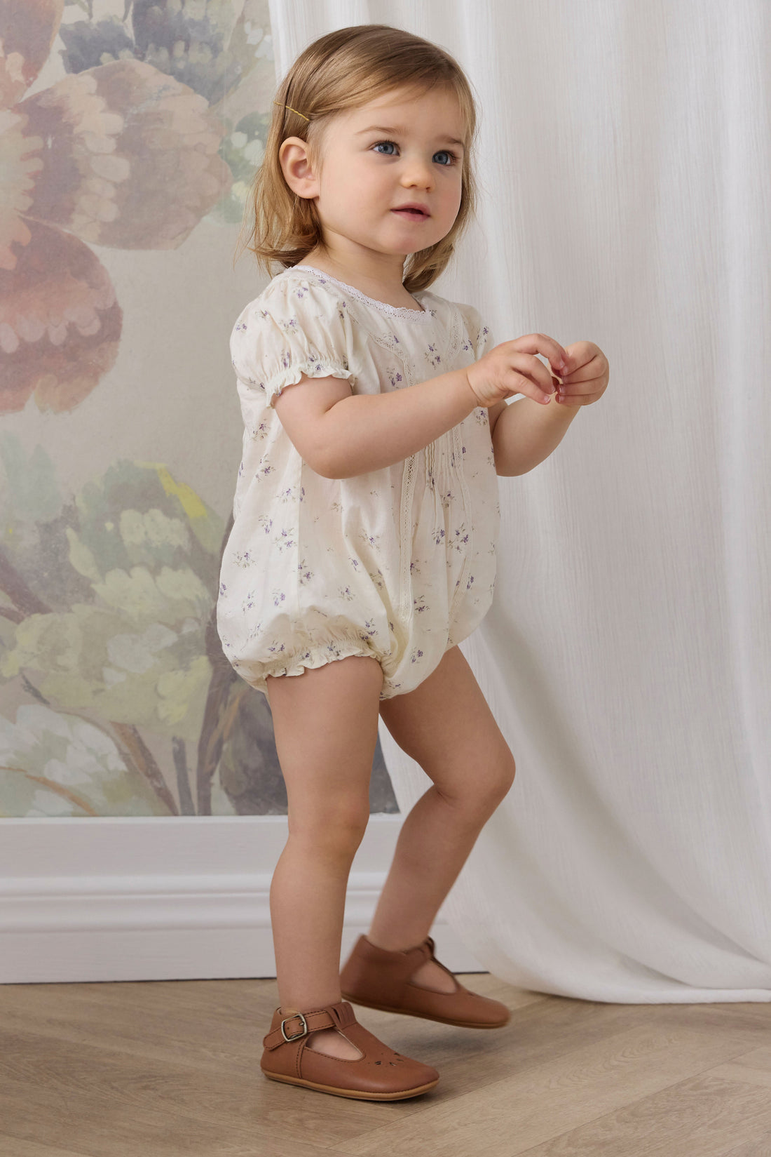 Organic Cotton Saylor Playsuit - Jade Floral Childrens Playsuit from Jamie Kay USA