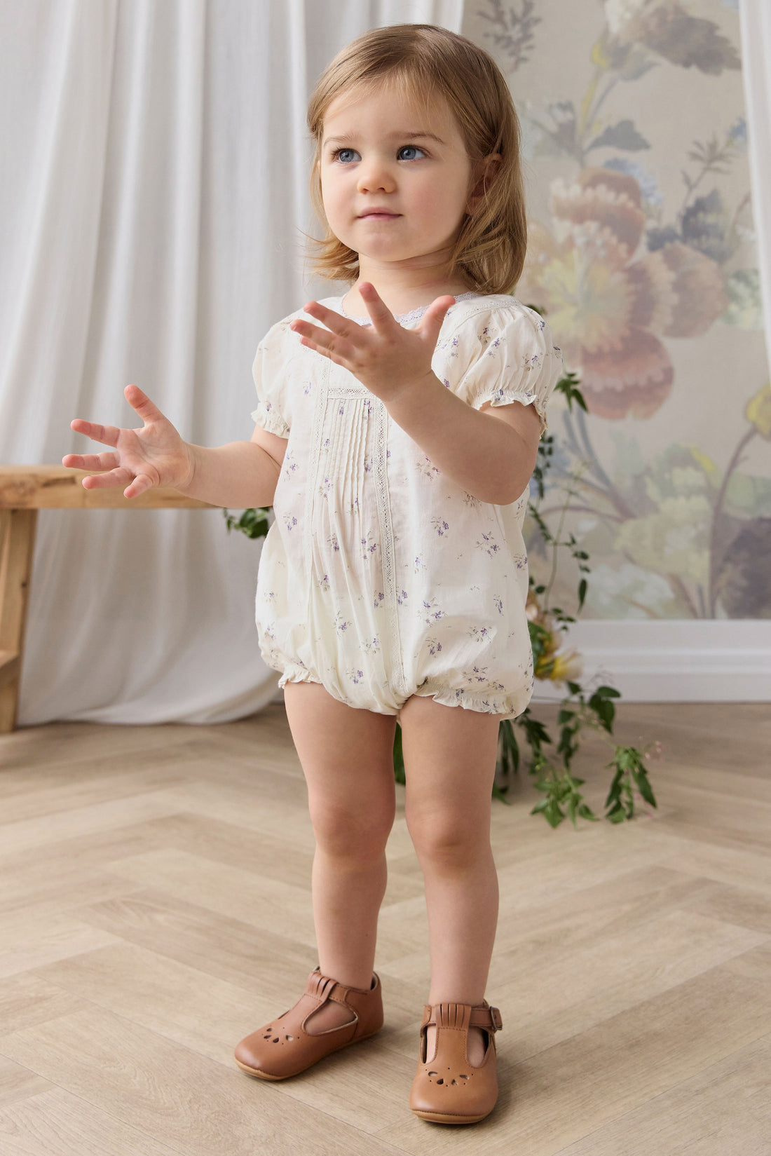 Organic Cotton Saylor Playsuit - Jade Floral Childrens Playsuit from Jamie Kay USA