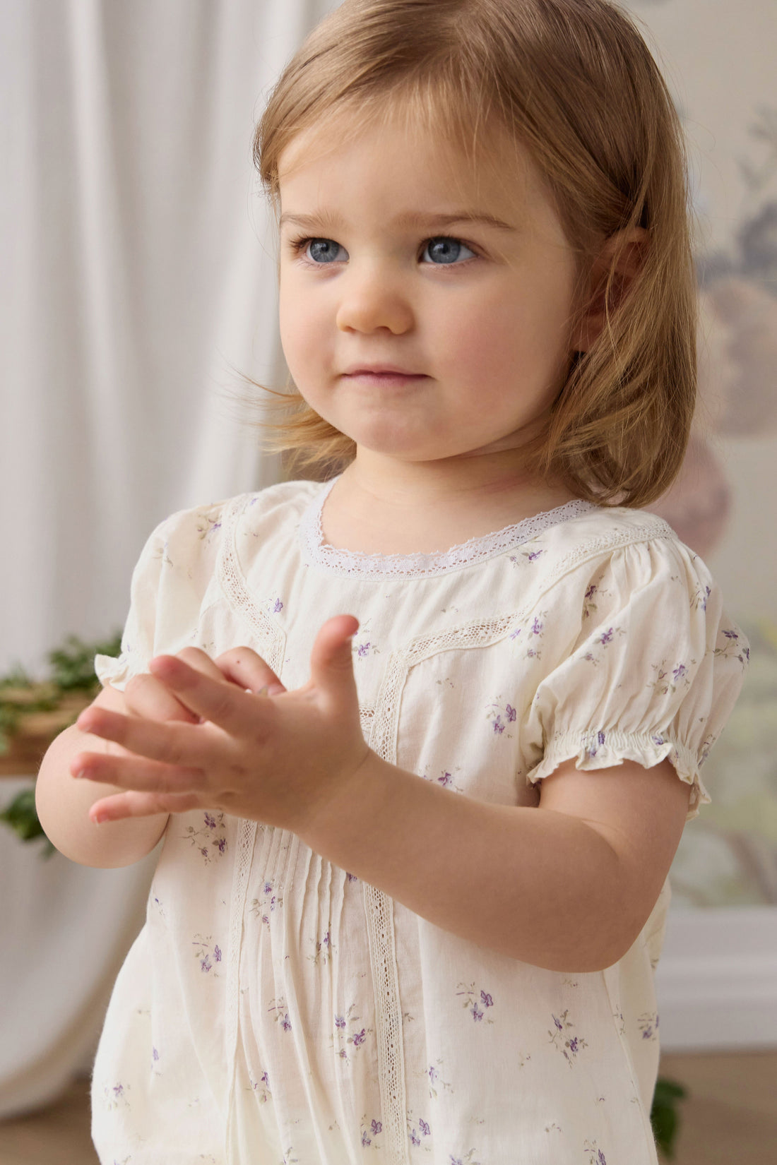 Organic Cotton Saylor Playsuit - Jade Floral Childrens Playsuit from Jamie Kay USA
