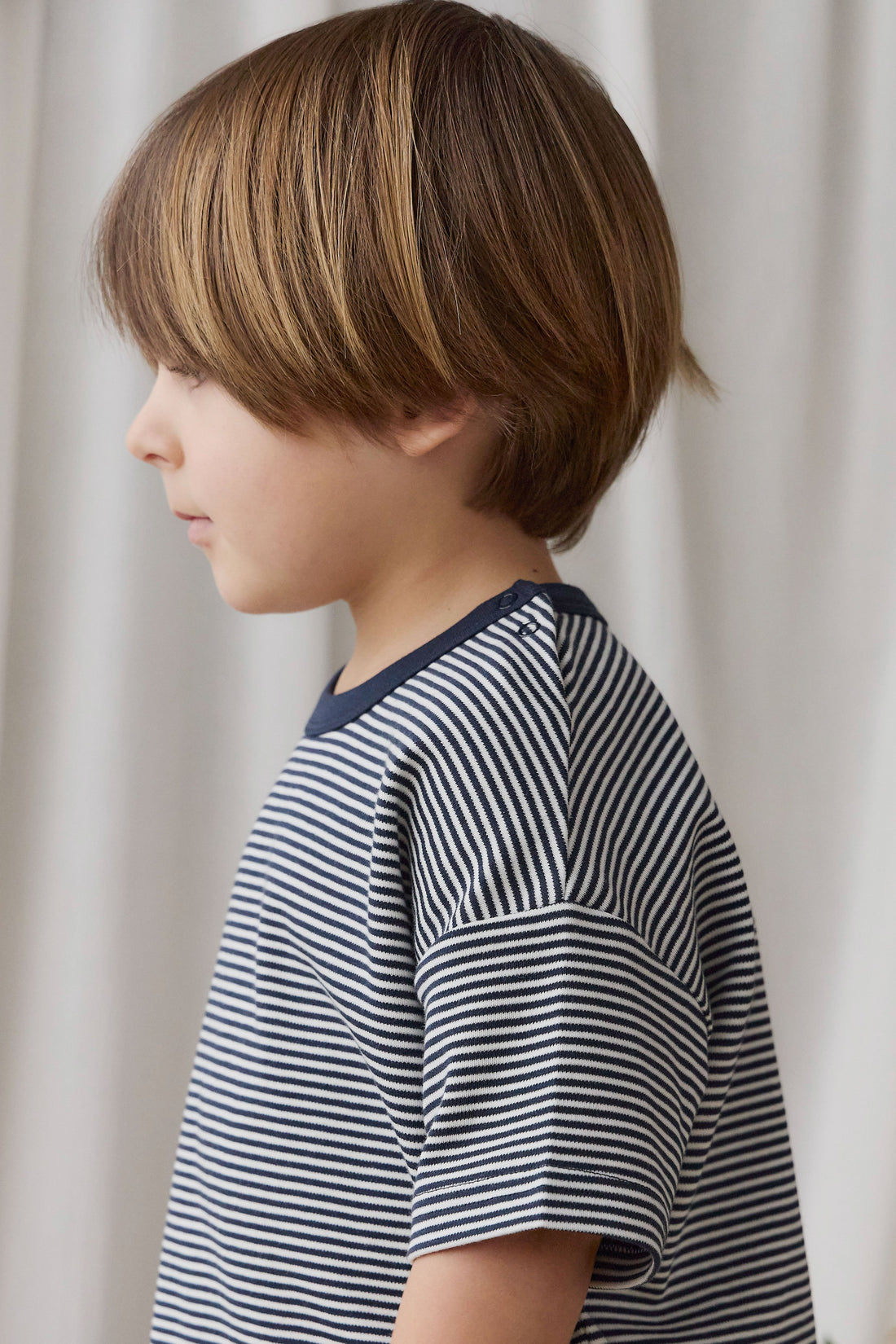 Pima Cotton Edward Tee - Petite Stripe Cloud/Maritime Childrens Top from Jamie Kay USA