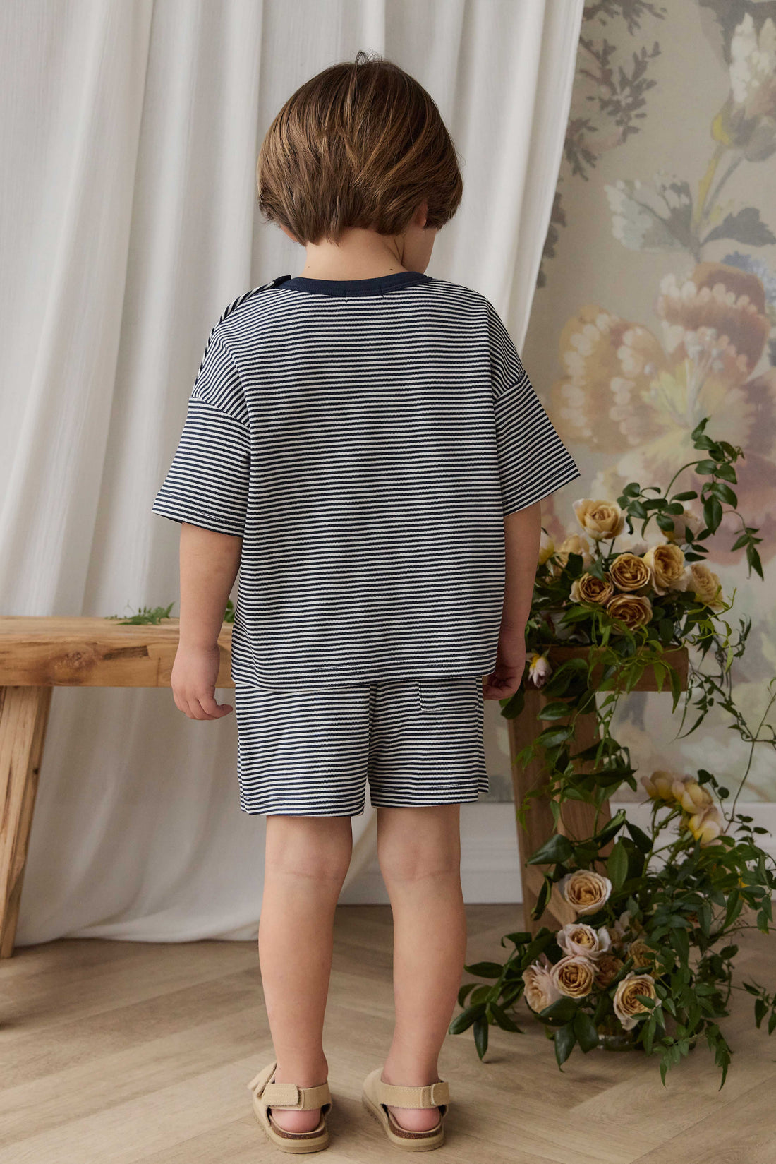 Pima Cotton Edward Tee - Petite Stripe Cloud/Maritime Childrens Top from Jamie Kay USA