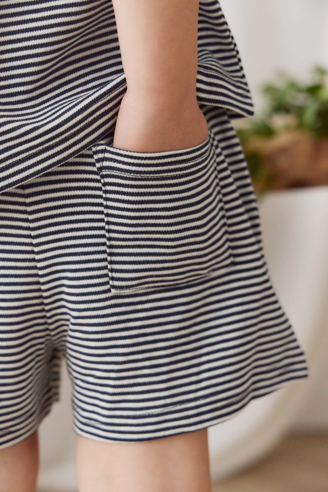 Pima Cotton Edward Short - Petite Stripe Cloud/Maritime Childrens Shorts from Jamie Kay USA