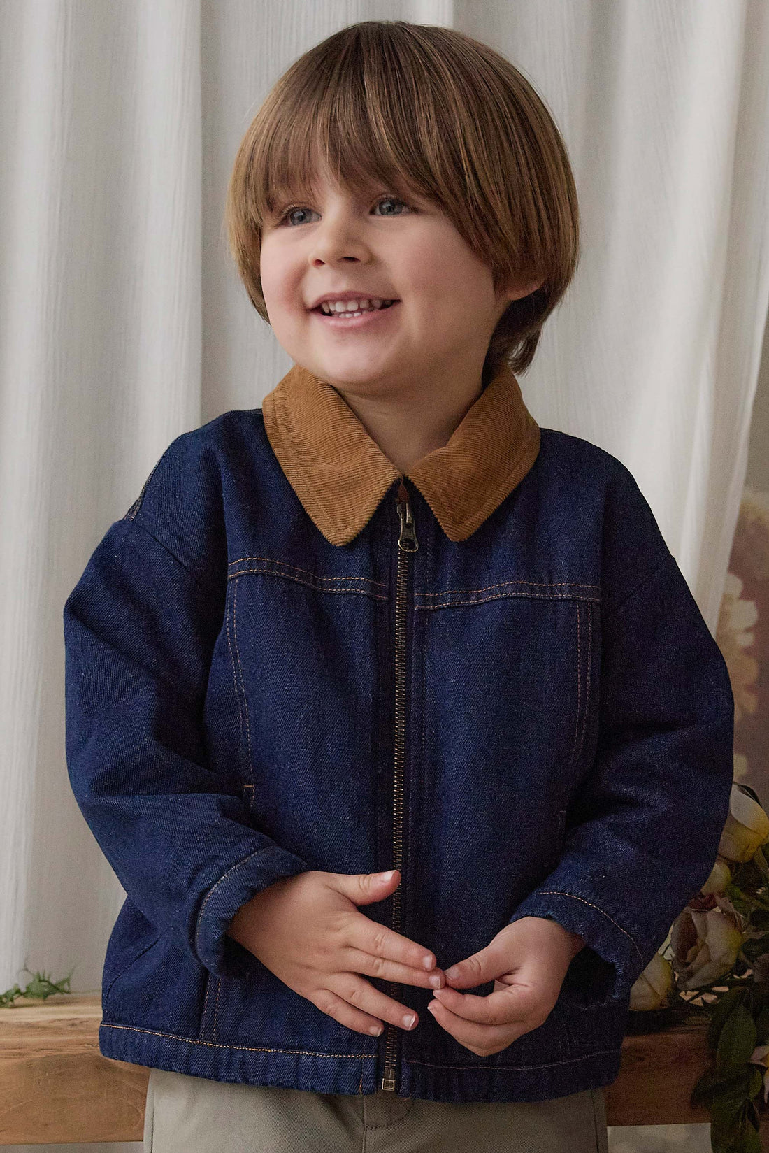 Ezekiel Jacket - Mid Indigo Denim Childrens Jacket from Jamie Kay USA