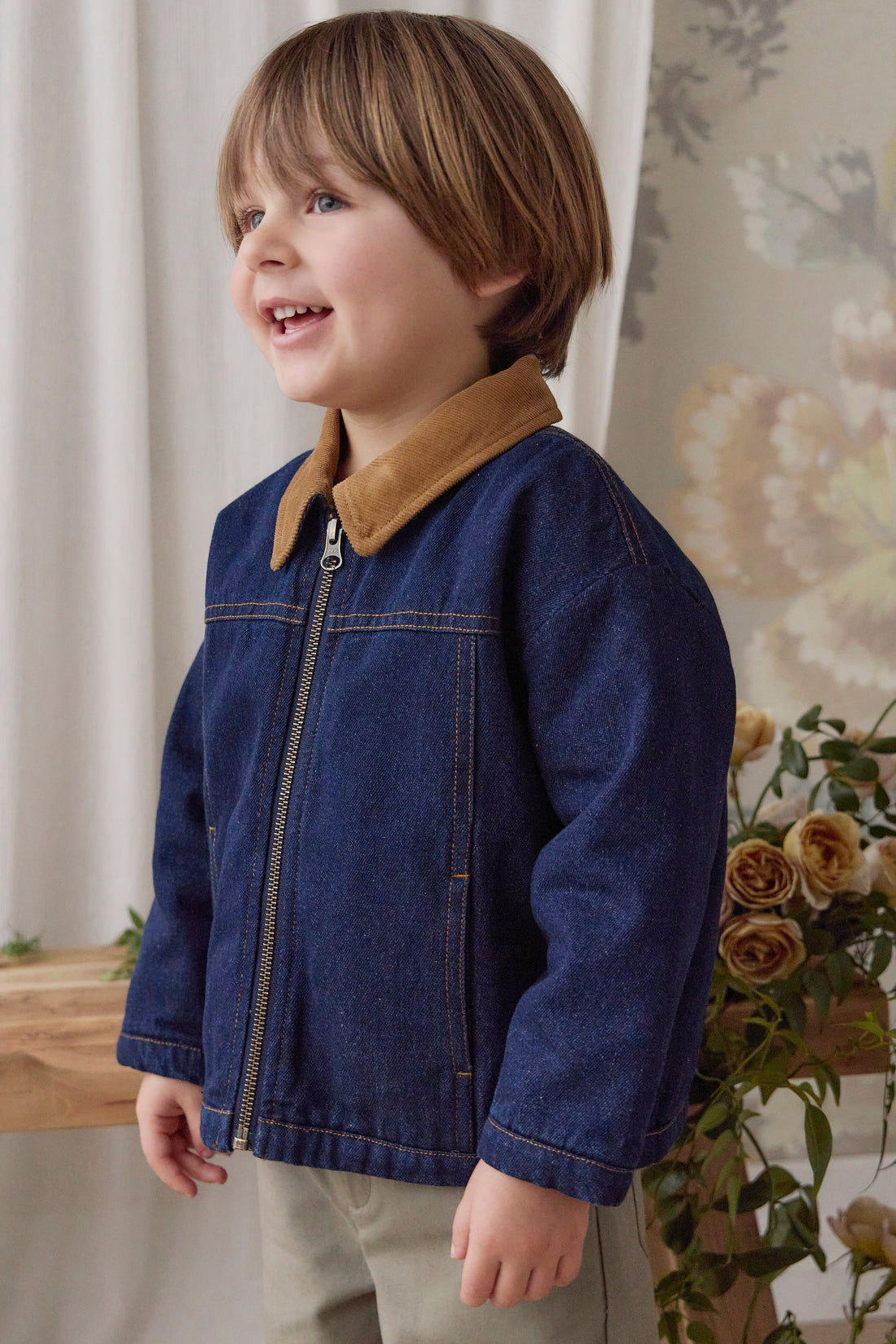 Ezekiel Jacket - Mid Indigo Denim Childrens Jacket from Jamie Kay USA