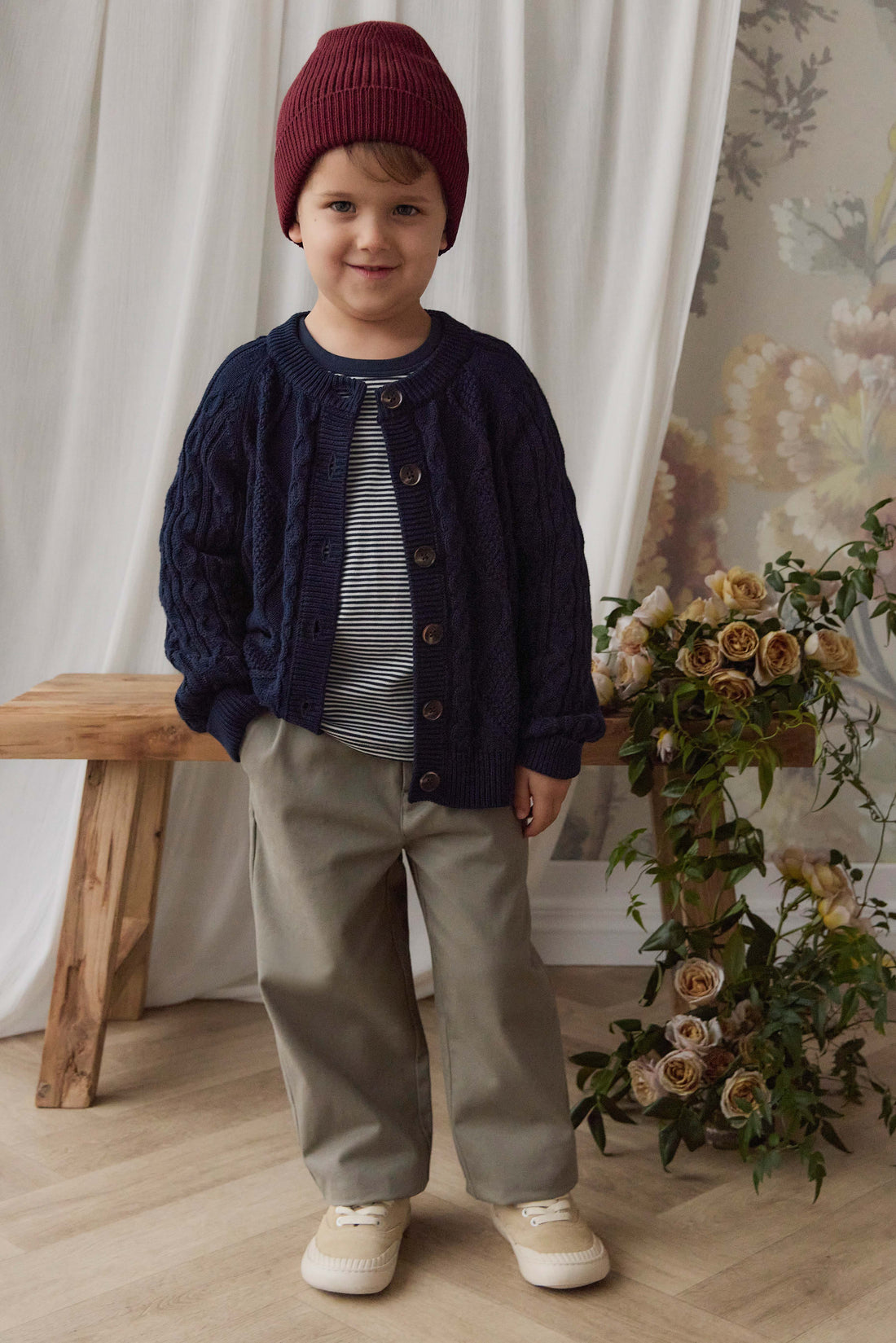 Logan Knitted Cardigan - Navy Childrens Cardigan from Jamie Kay USA