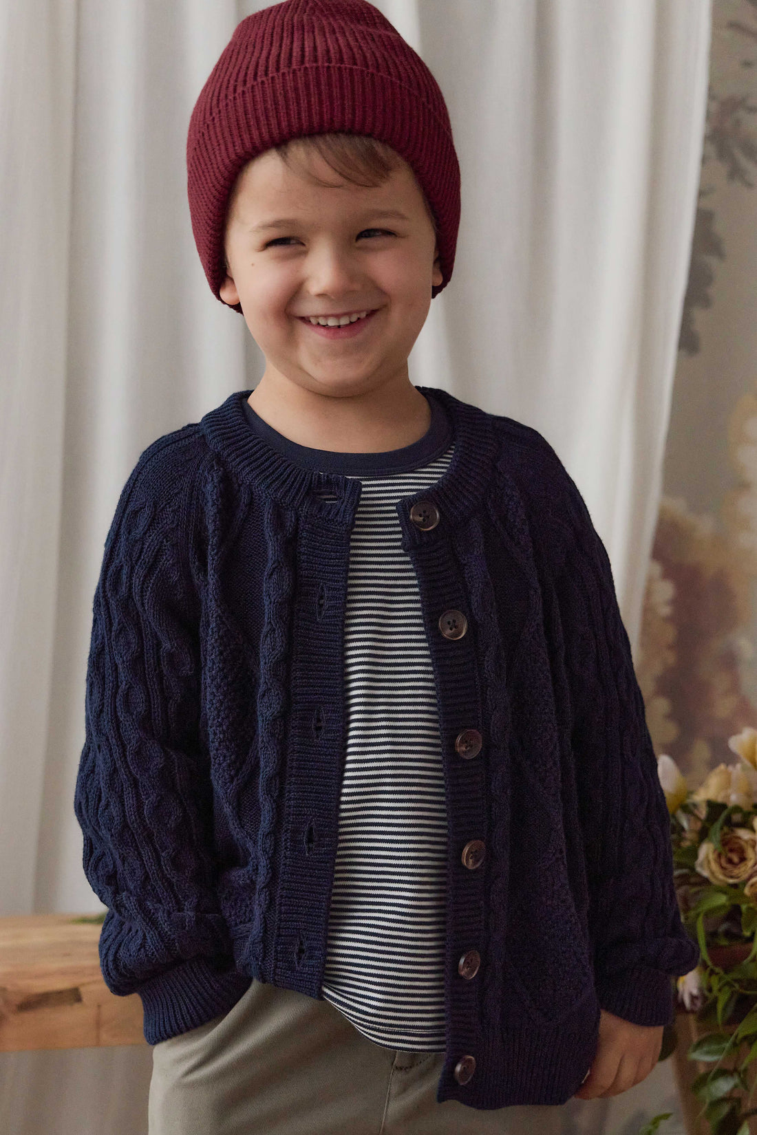 Logan Knitted Cardigan - Navy Childrens Cardigan from Jamie Kay USA