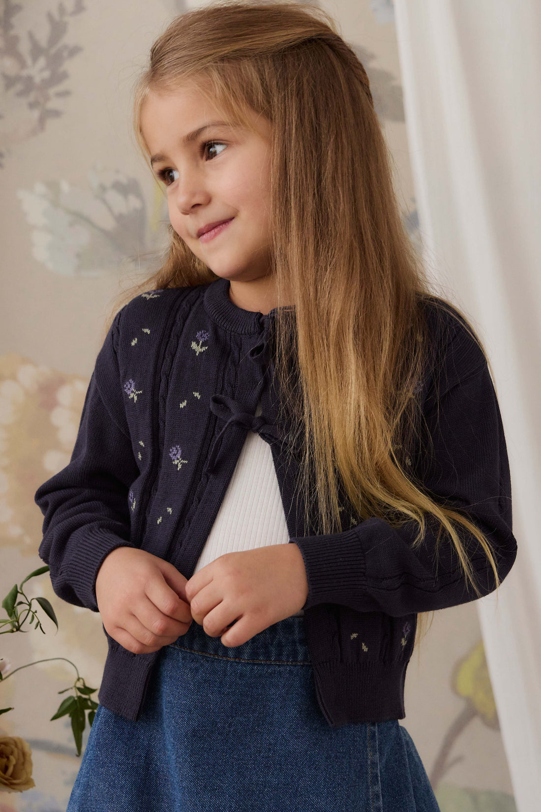 Annabella Knitted Cardigan - Annabella Jacquard Deep Well Childrens Cardigan from Jamie Kay USA