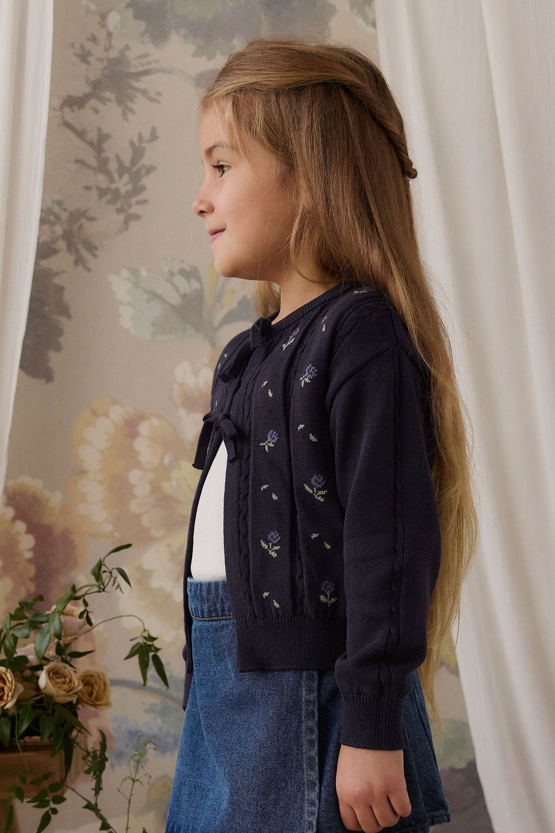Annabella Knitted Cardigan - Annabella Jacquard Deep Well Childrens Cardigan from Jamie Kay USA