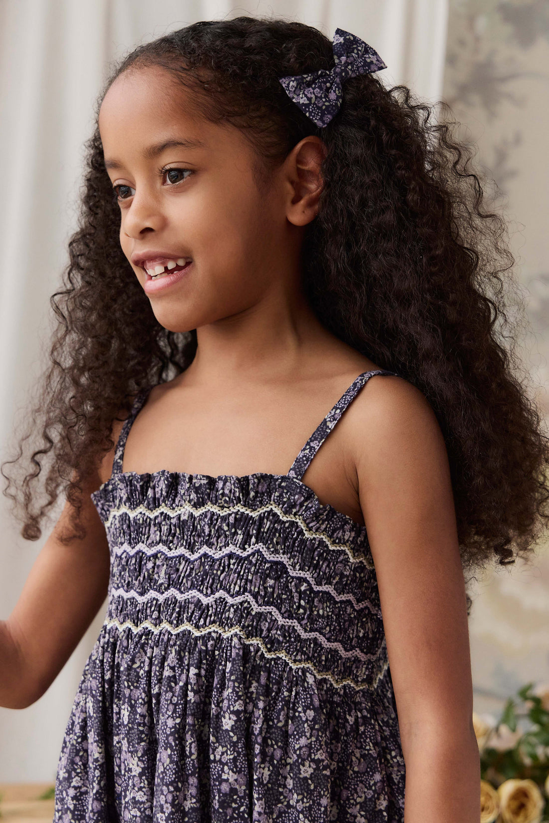 Organic Cotton Desiree Bow - Violet Floral Childrens Bow from Jamie Kay USA
